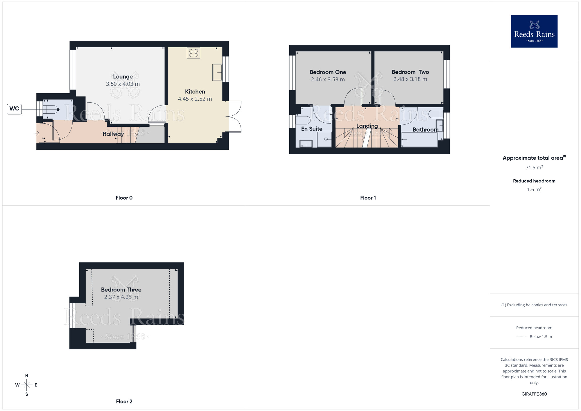 Floorplan of 3 bedroom Semi Detached House to rent, Deans Court, Pontefract, West Yorkshire, WF8