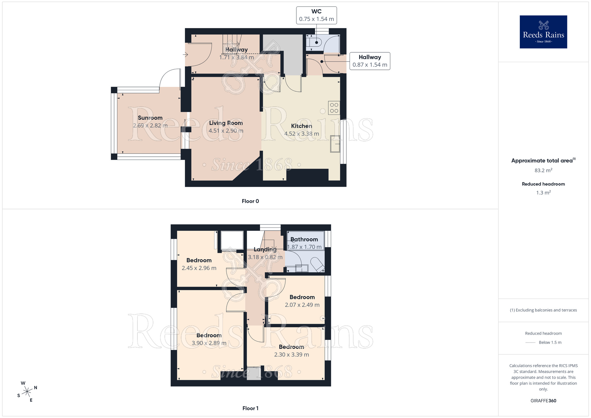 Floorplan of 4 bedroom Semi Detached House for sale, Fairfield, Fairburn, North Yorkshire, WF11