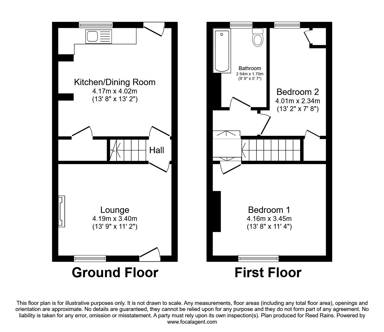 Floorplan of 2 bedroom Mid Terrace House to rent, Hugh Street, Castleford, West Yorkshire, WF10