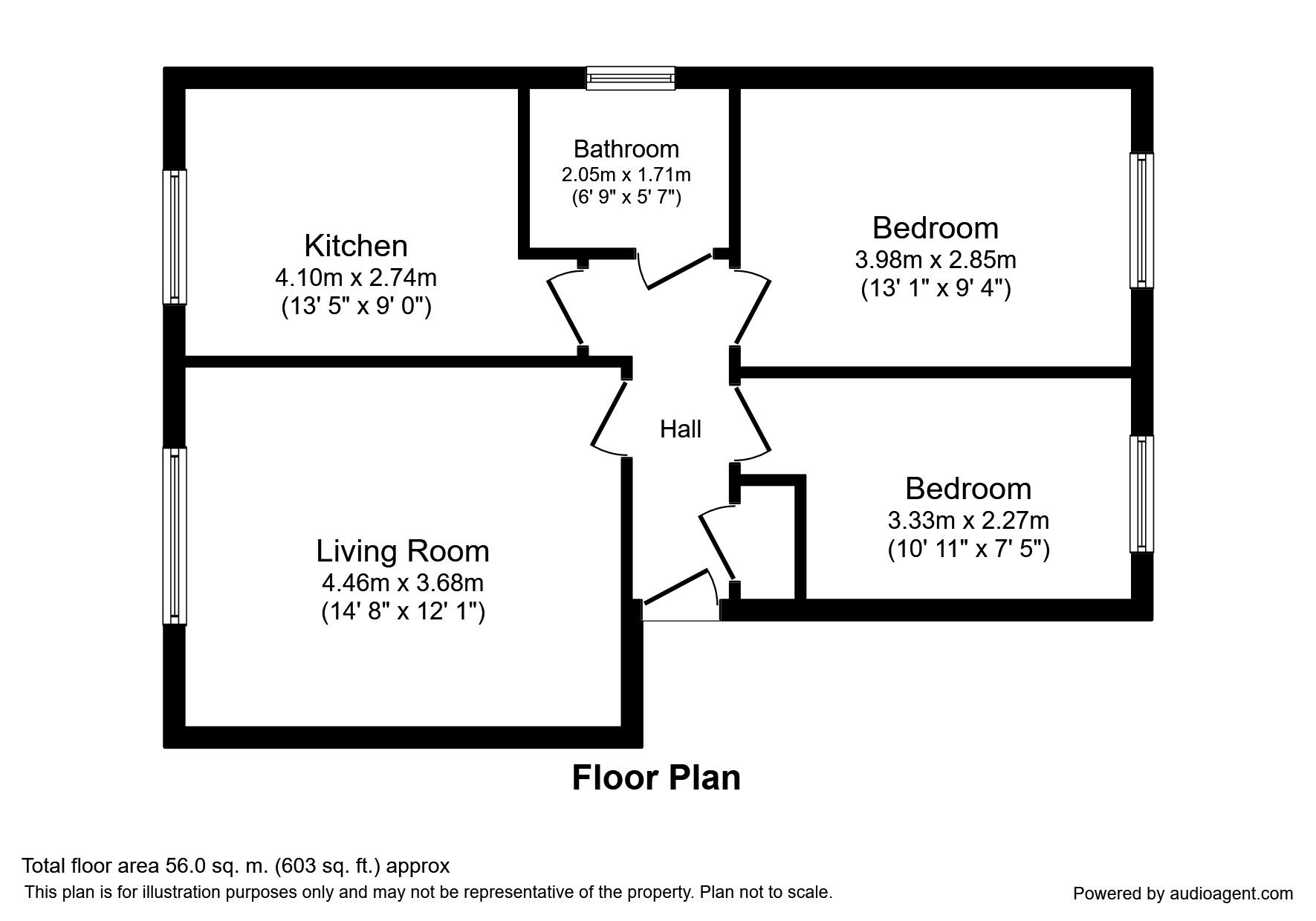 Floorplan of 2 bedroom Flat to rent, The Hawthorns, Pontefract, West Yorkshire, WF8