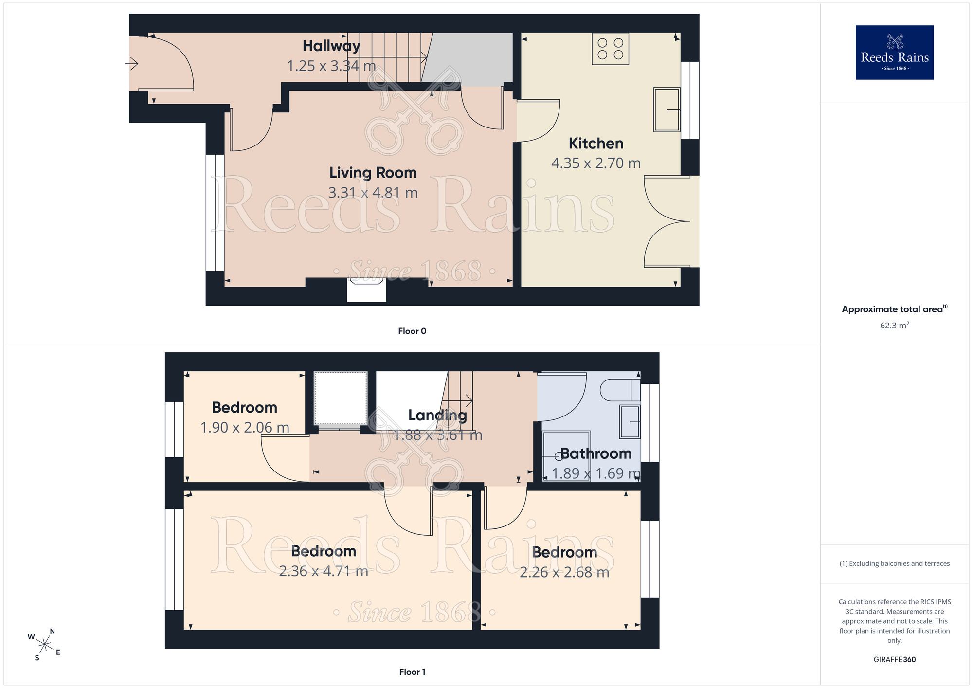 Floorplan of 3 bedroom Mid Terrace House for sale, The Maltins, Castleford, West Yorkshire, WF10