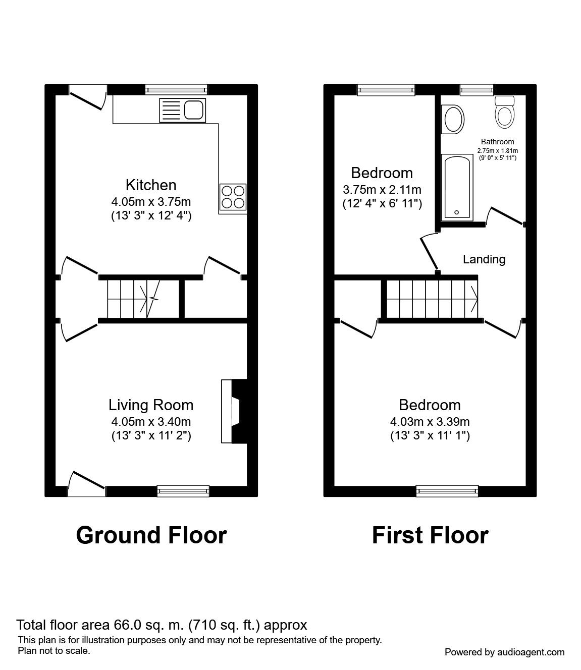 Floorplan of 2 bedroom Mid Terrace House to rent, Glebe Street, Castleford, West Yorkshire, WF10