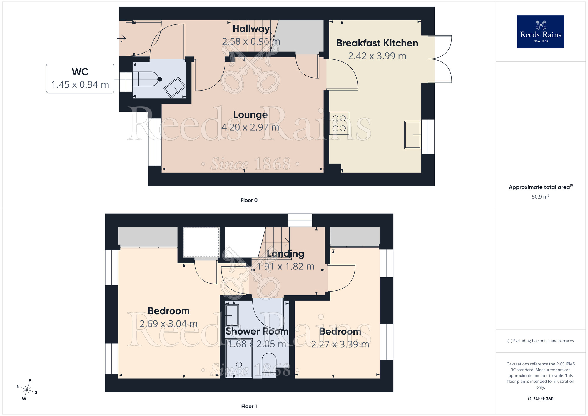 Floorplan of 2 bedroom End Terrace House for sale, Violet Close, Castleford, West Yorkshire, WF10