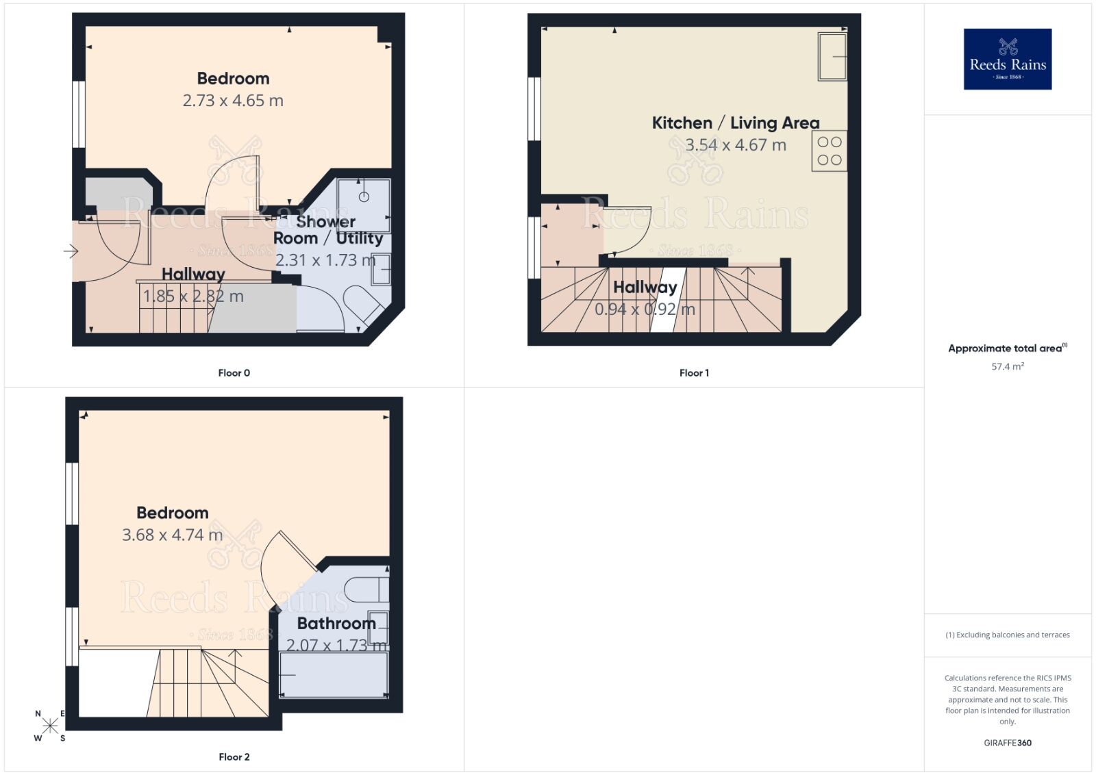 Floorplan of 2 bedroom Mid Terrace House for sale, Huntingdon Street, Castleford, West Yorkshire, WF10