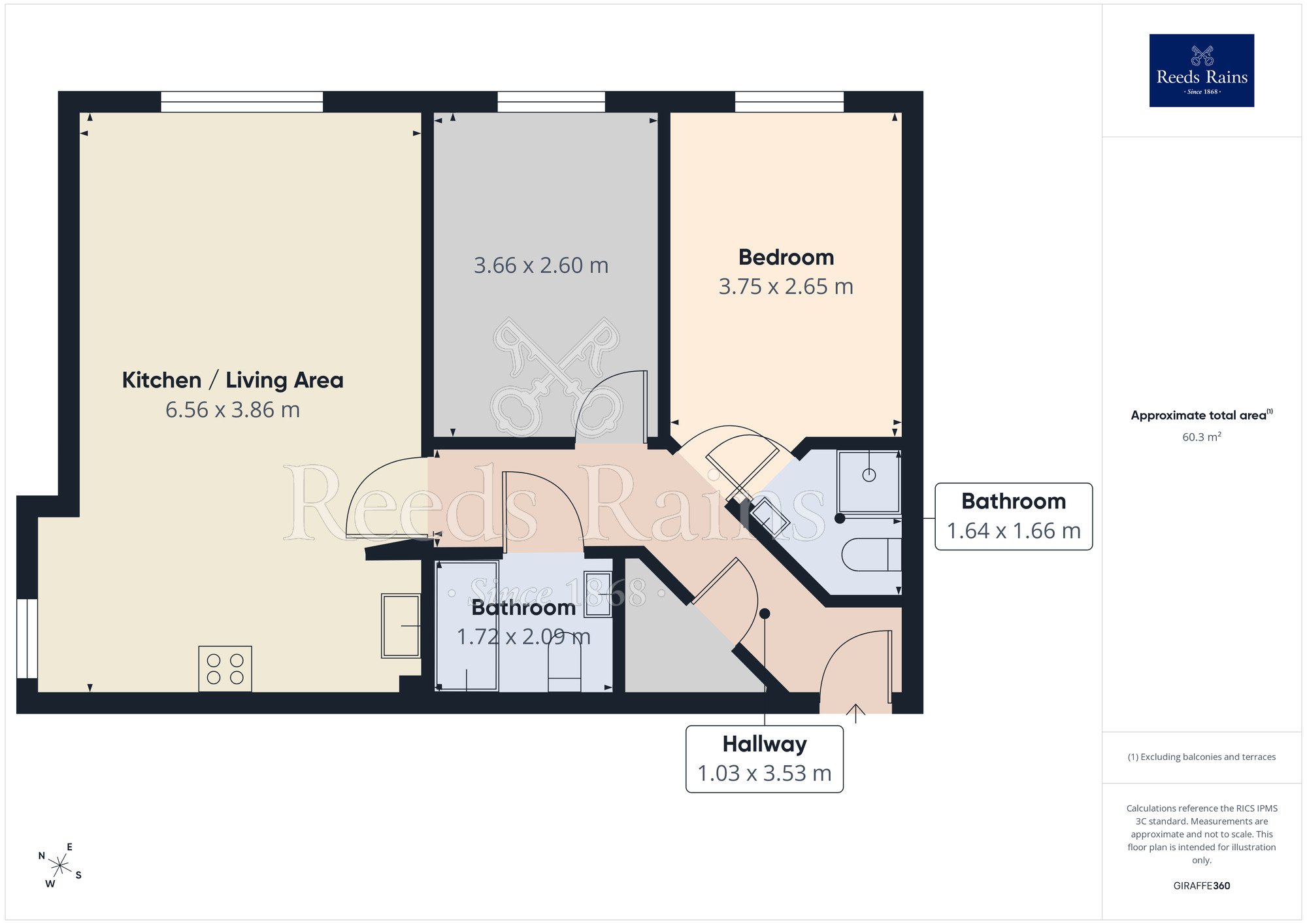 Floorplan of 2 bedroom Flat for sale, Millers Croft, Castleford, West Yorkshire, WF10