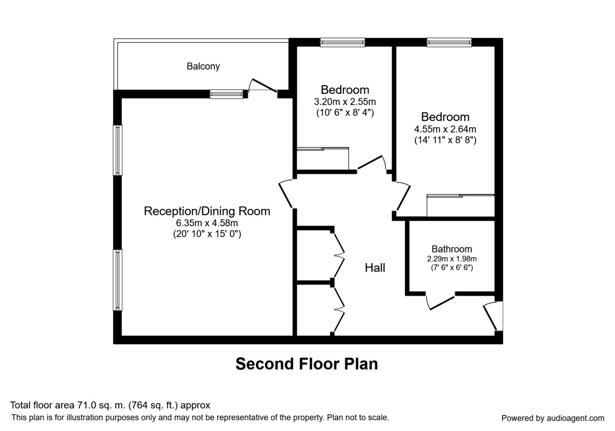 Floorplan of 2 bedroom  Flat to rent, Adenmore Road, London, SE6
