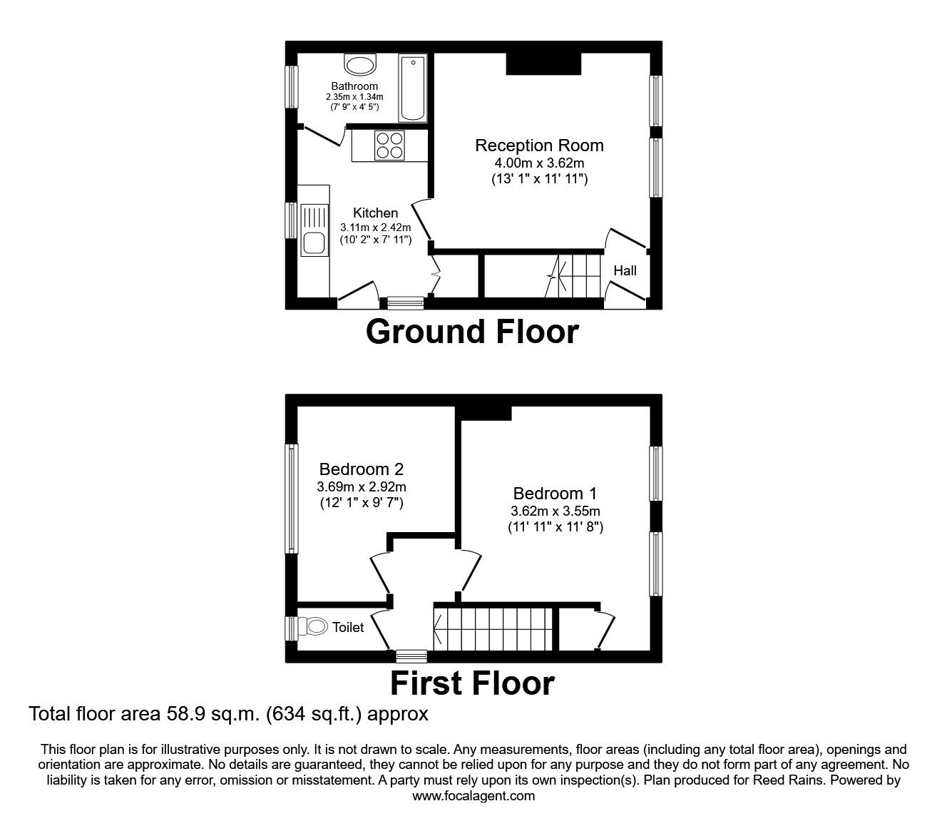 Floorplan of 2 bedroom End Terrace House for sale, Leof Crescent, London, SE6