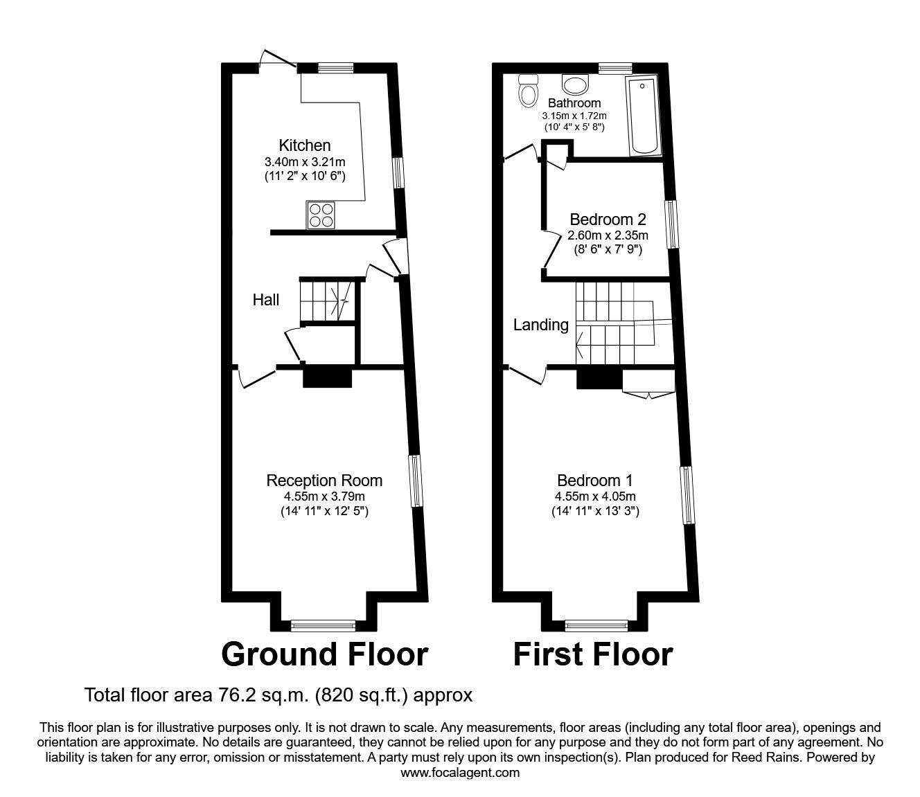 Floorplan of 2 bedroom End Terrace House to rent, Wildfell Road, London, SE6