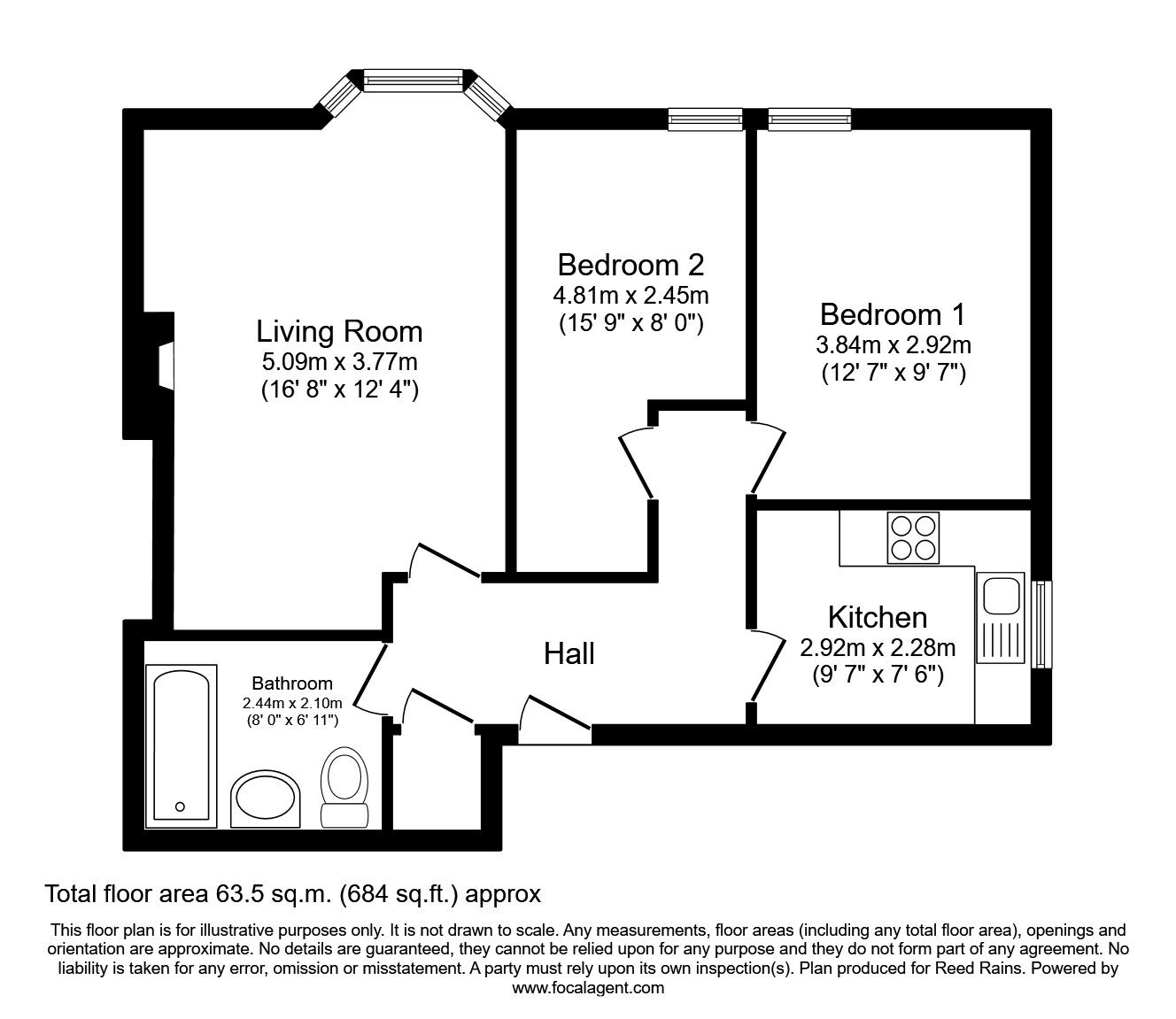 Floorplan of 2 bedroom  Flat to rent, Ashby Road, London, SE4