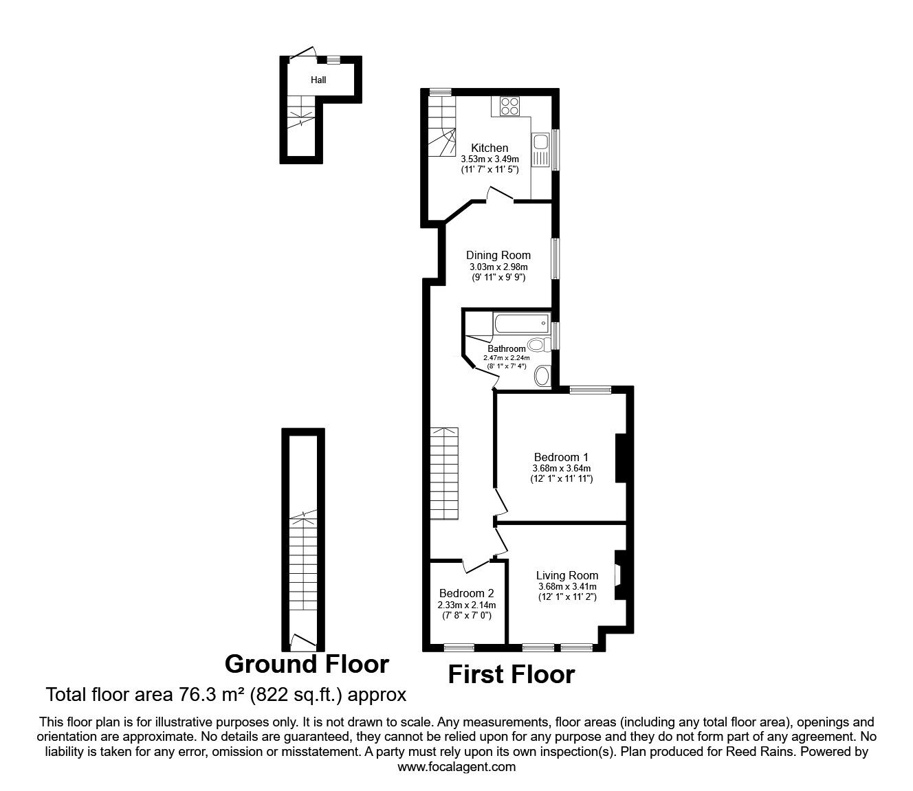 Floorplan of 2 bedroom Mid Terrace Flat for sale, Sangley Road, London, SE6