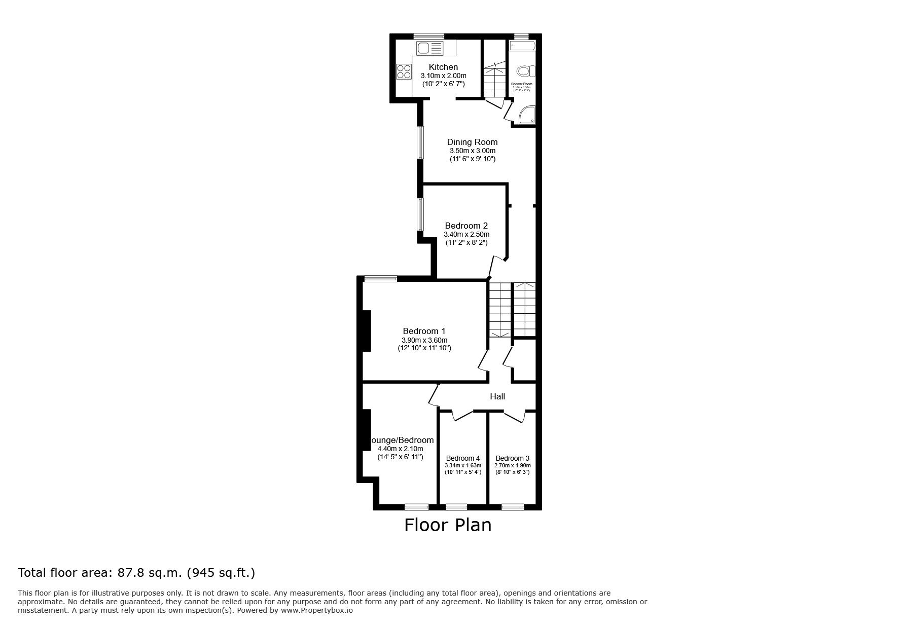 Floorplan of 4 bedroom Flat for sale, Faversham Road, London, SE6