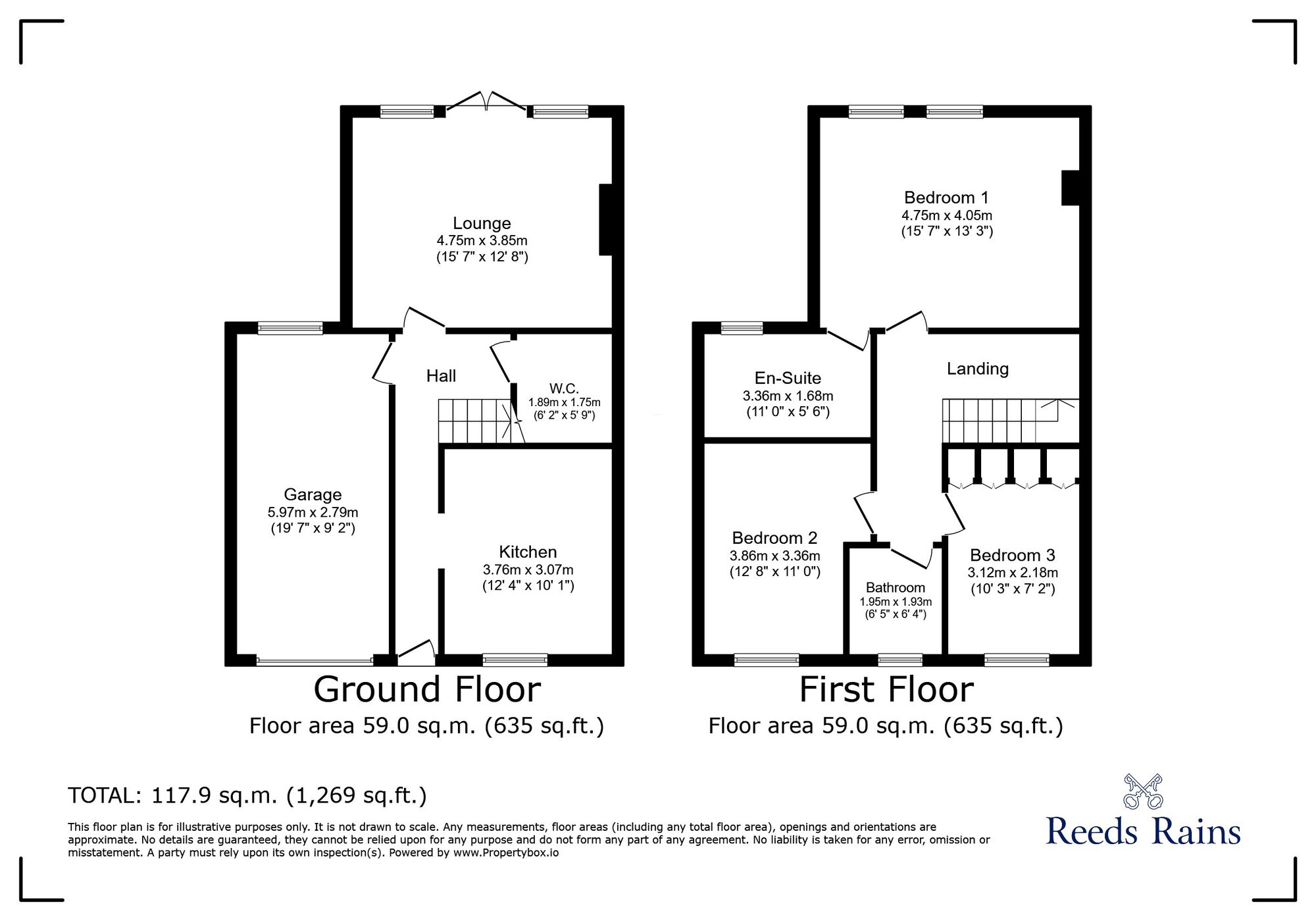 Floorplan of 3 bedroom End Terrace House for sale, Harfield Gardens, Grove Lane, London, SE5