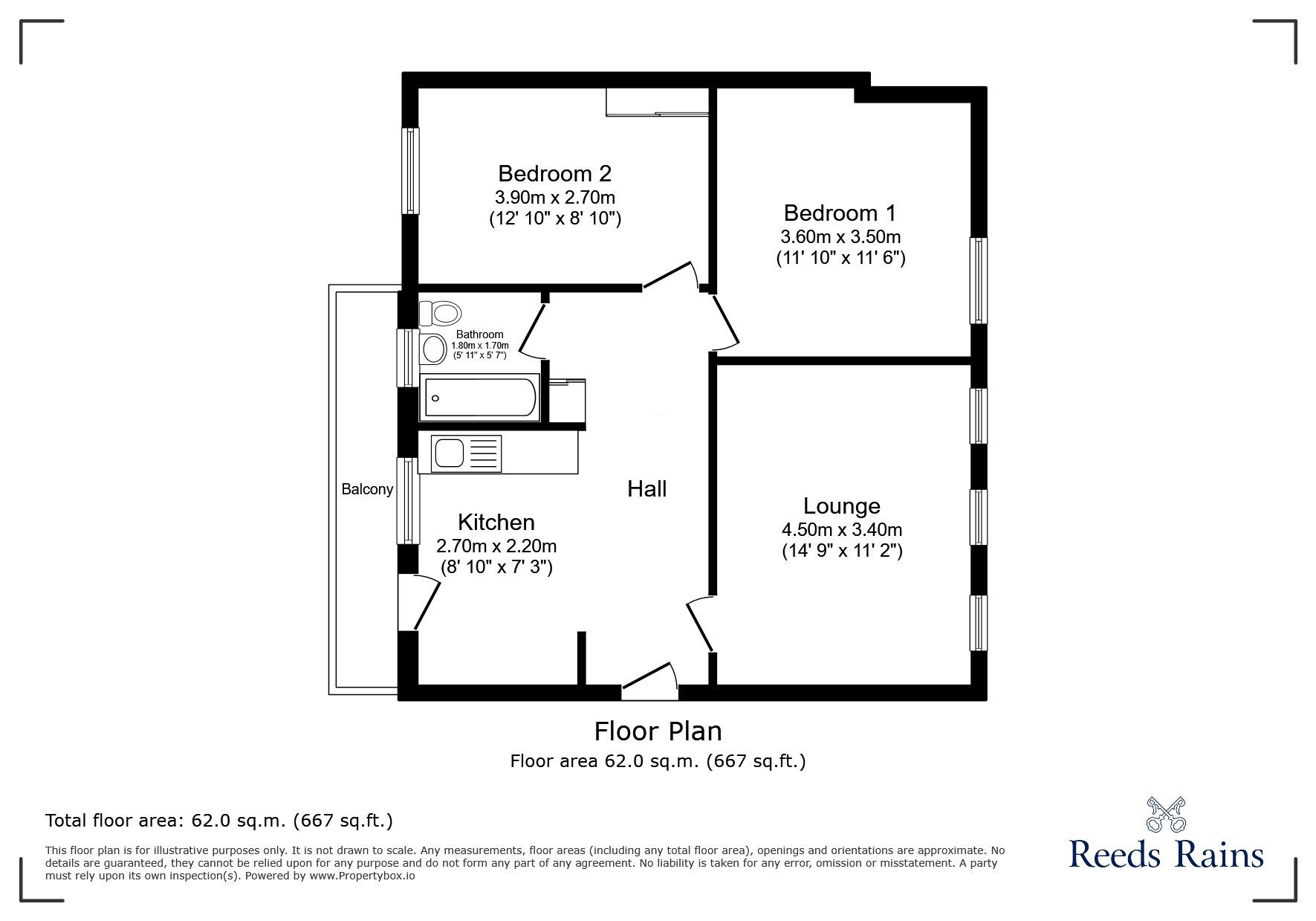 Floorplan of 2 bedroom  Flat for sale, Lewisham Road, London, SE13