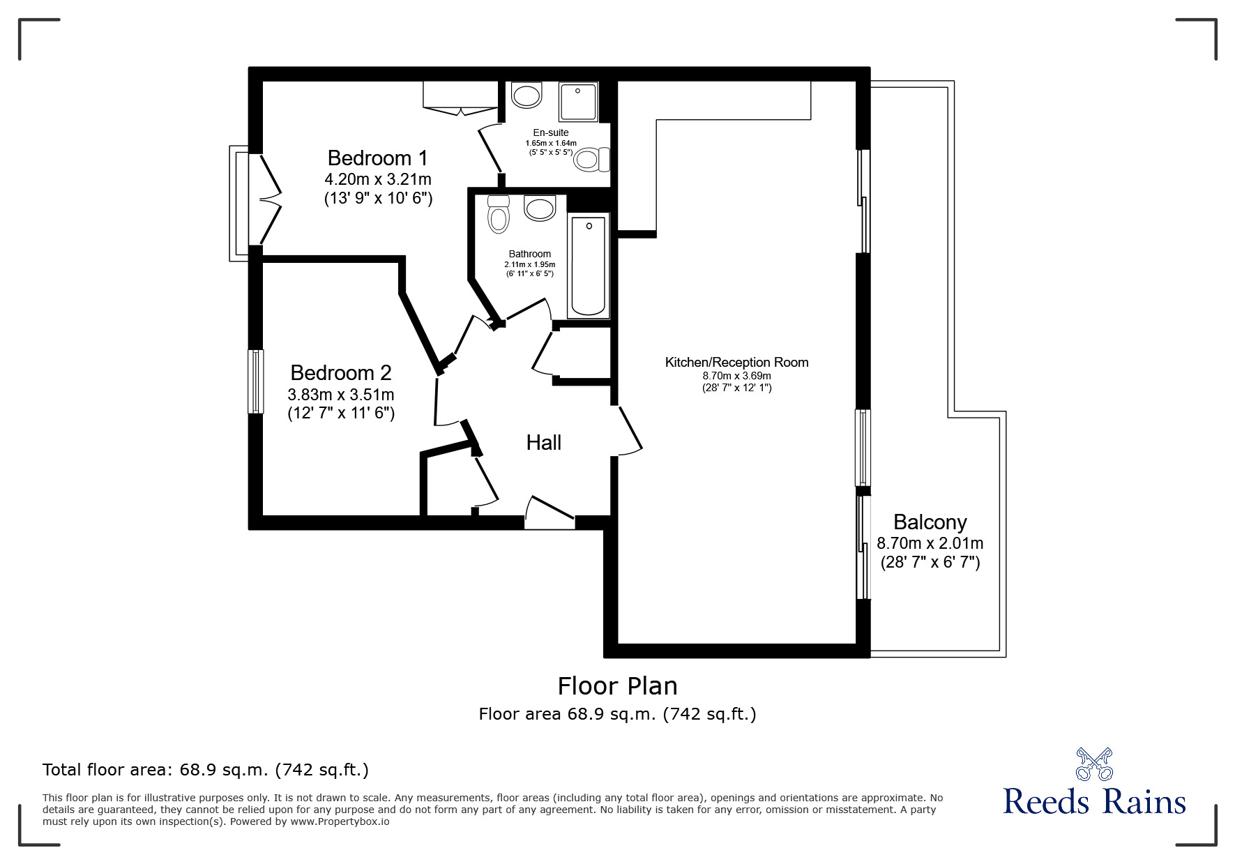 Floorplan of 2 bedroom  Flat for sale, Desvignes Drive, London, SE13