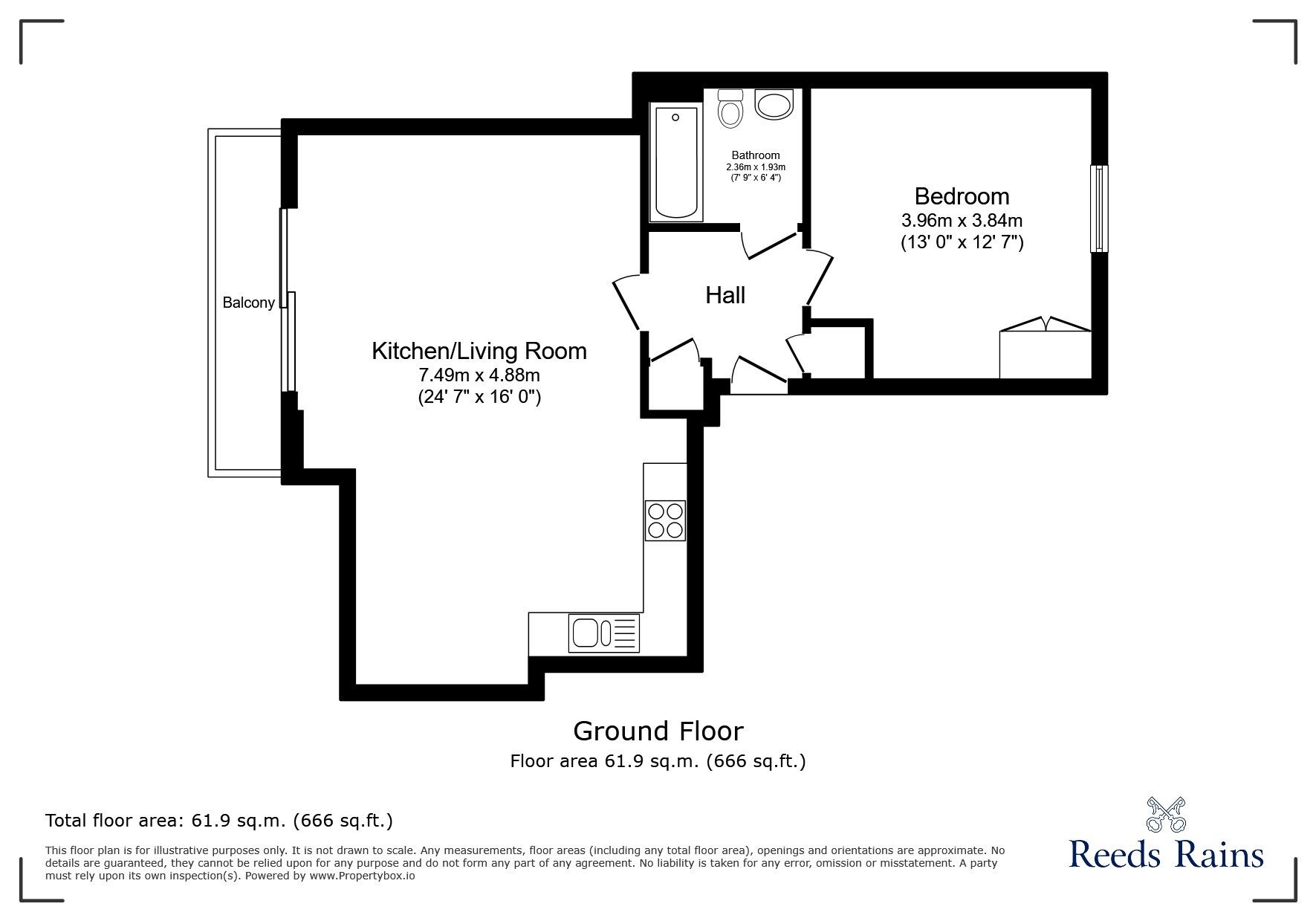 Floorplan of 1 bedroom Flat for sale, Rosse Gardens, Desvignes Drive, SE13
