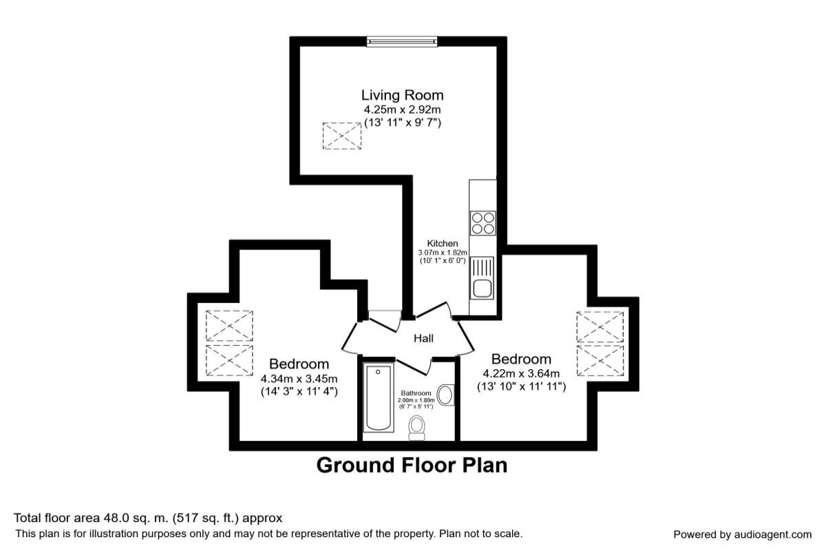 Floorplan of 2 bedroom Flat for sale, Brownhill Road, London, SE6