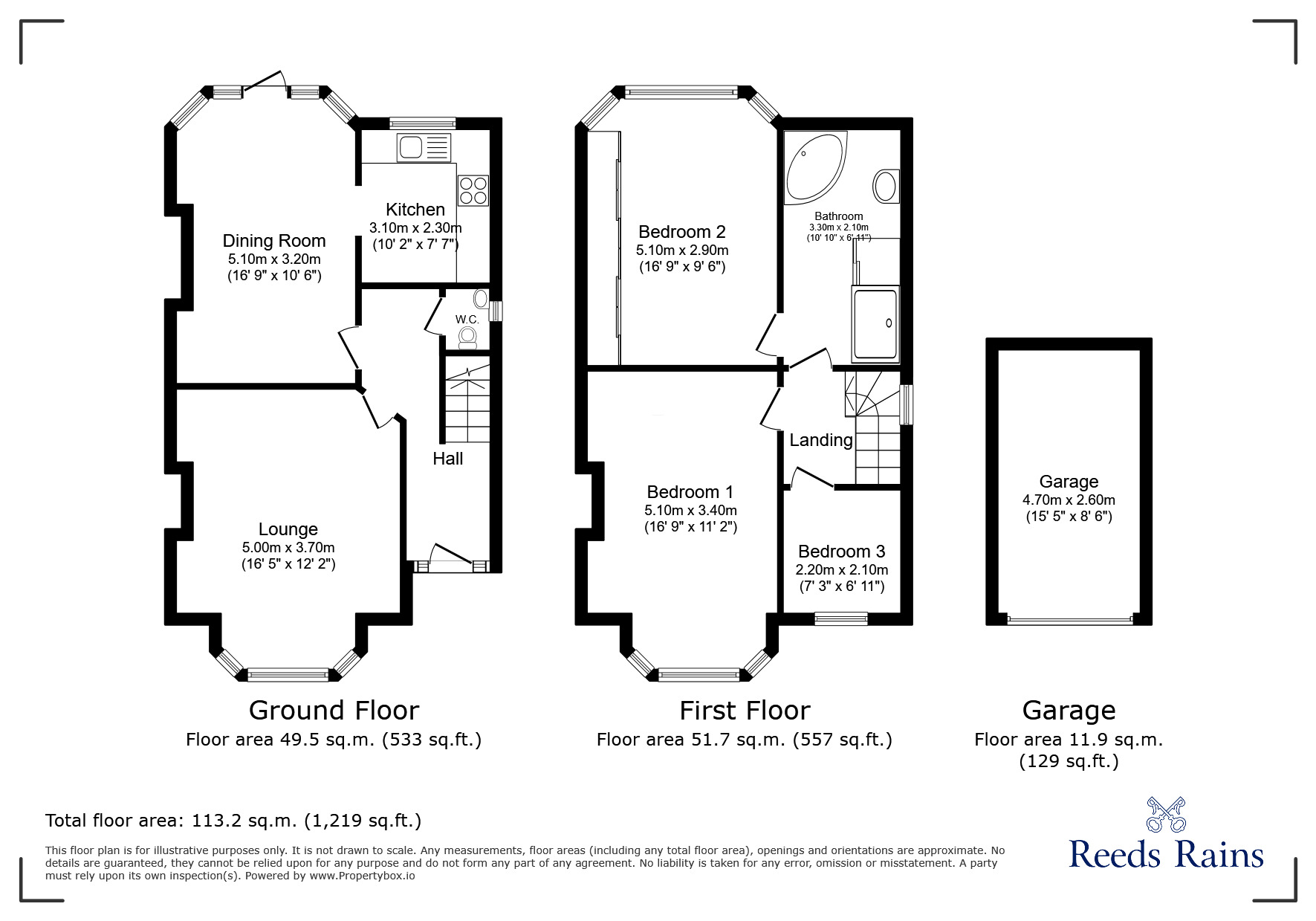 Floorplan of 3 bedroom Semi Detached House for sale, Leamington Avenue, Bromley, BR1