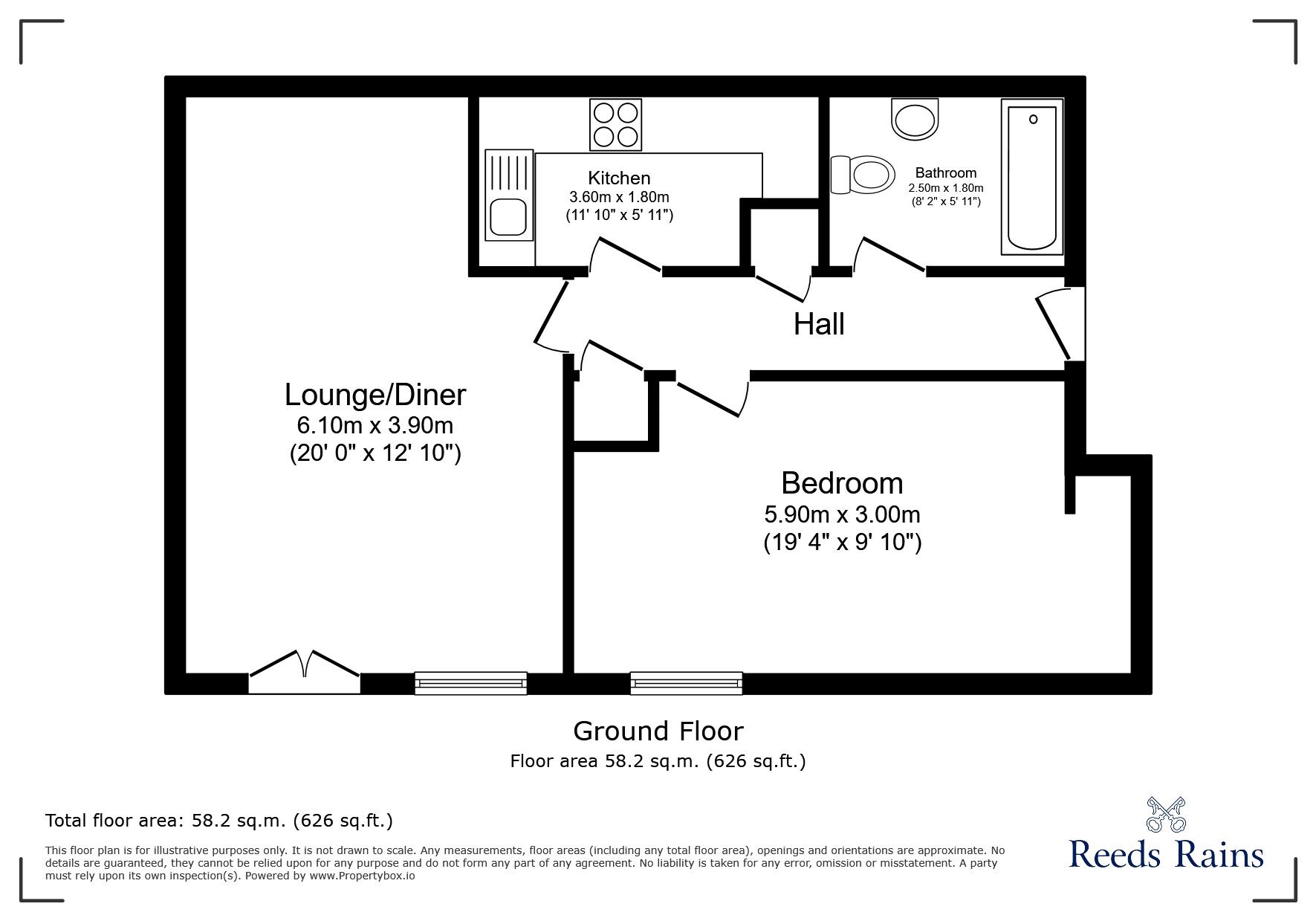 Floorplan of 1 bedroom Flat for sale, Rushey Green, London, SE6