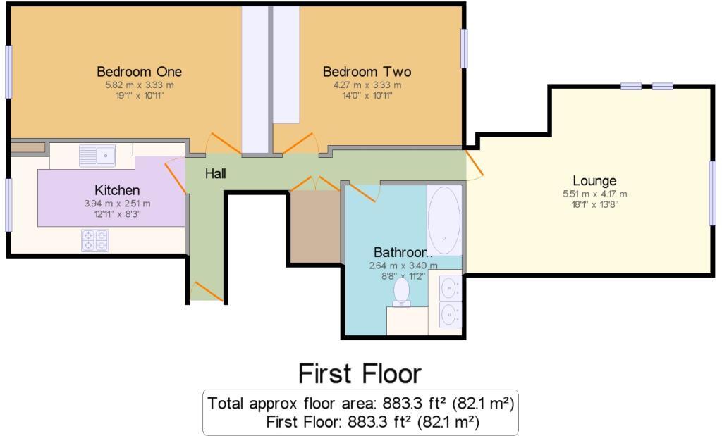 Floorplan of 2 bedroom Flat for sale, Ringstead Road, London, SE6