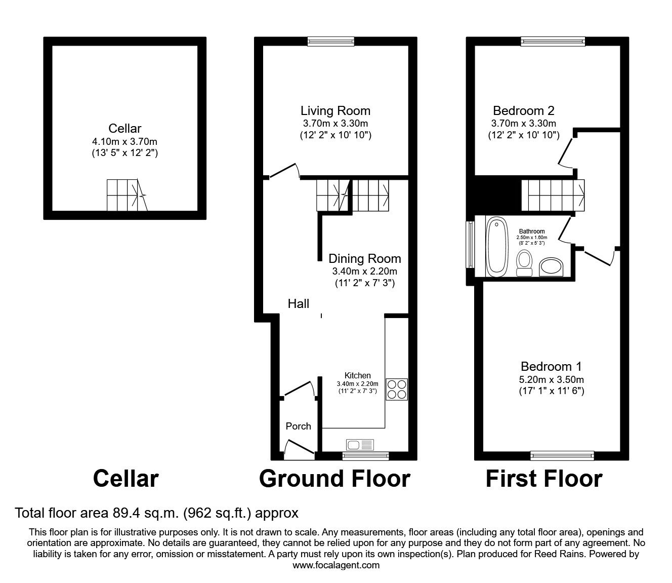 Floorplan of 2 bedroom Mid Terrace House to rent, Frances Street, Cheadle, Cheshire, SK8