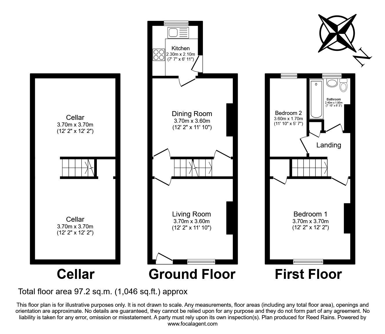 Floorplan of 2 bedroom Mid Terrace House to rent, Kent Road, Stockport, Cheshire, SK3