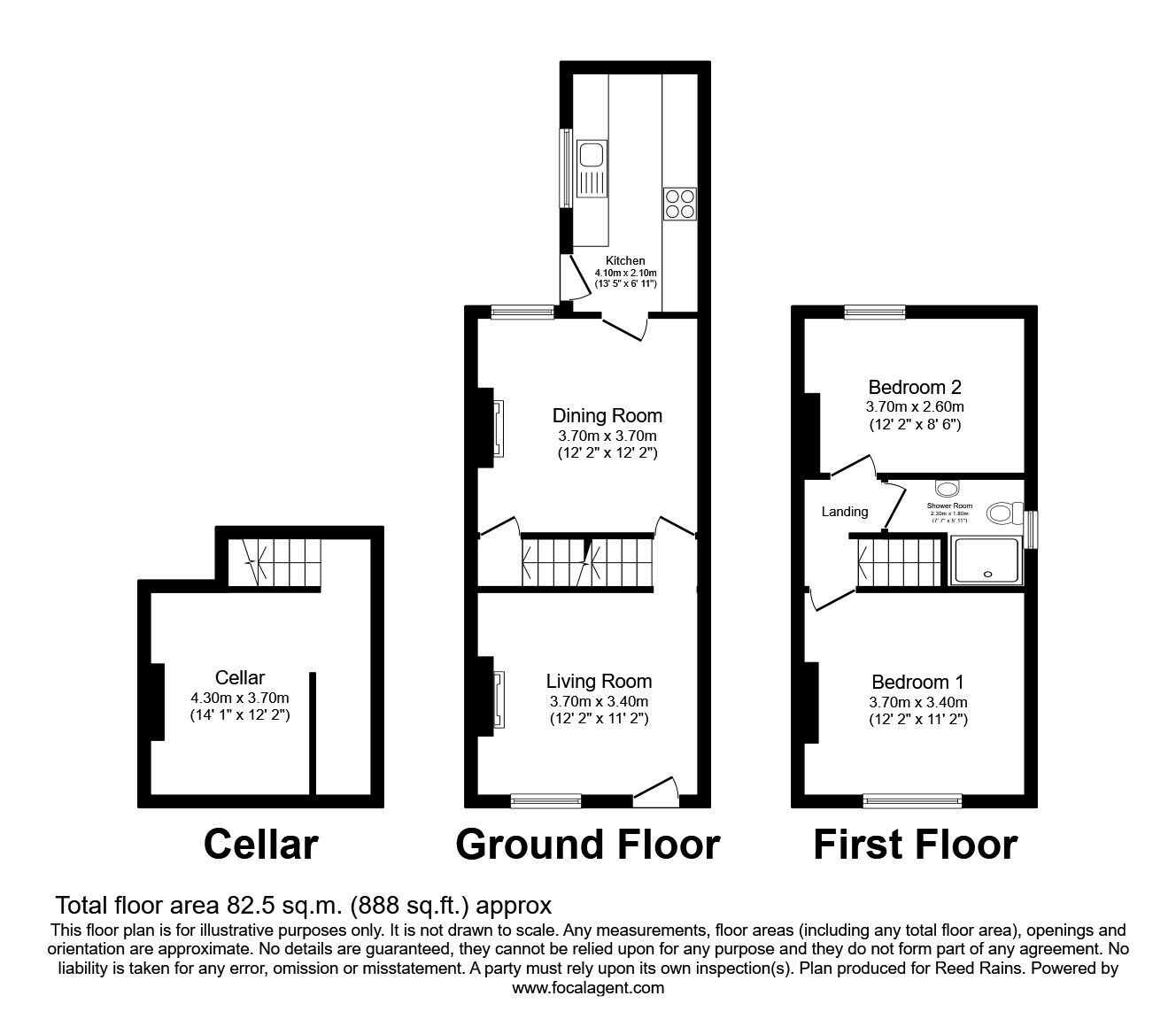 Floorplan of 2 bedroom End Terrace House to rent, Hartley Street, Stockport, Greater Manchester, SK3