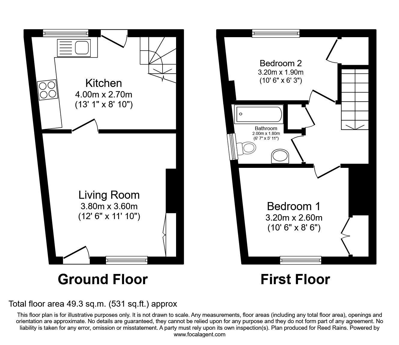 Floorplan of 2 bedroom End Terrace House to rent, Foundry Street, Bollington, Cheshire, SK10