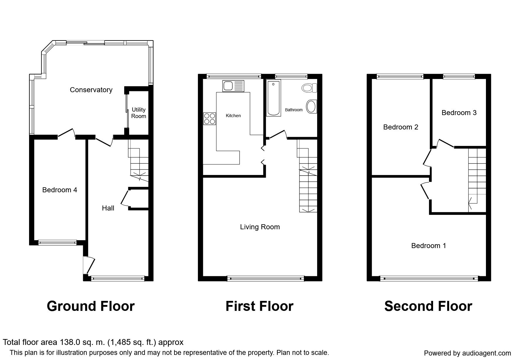 Floorplan of 4 bedroom Mid Terrace House for sale, Baslow Drive, Heald Green, Greater Manchester, SK8