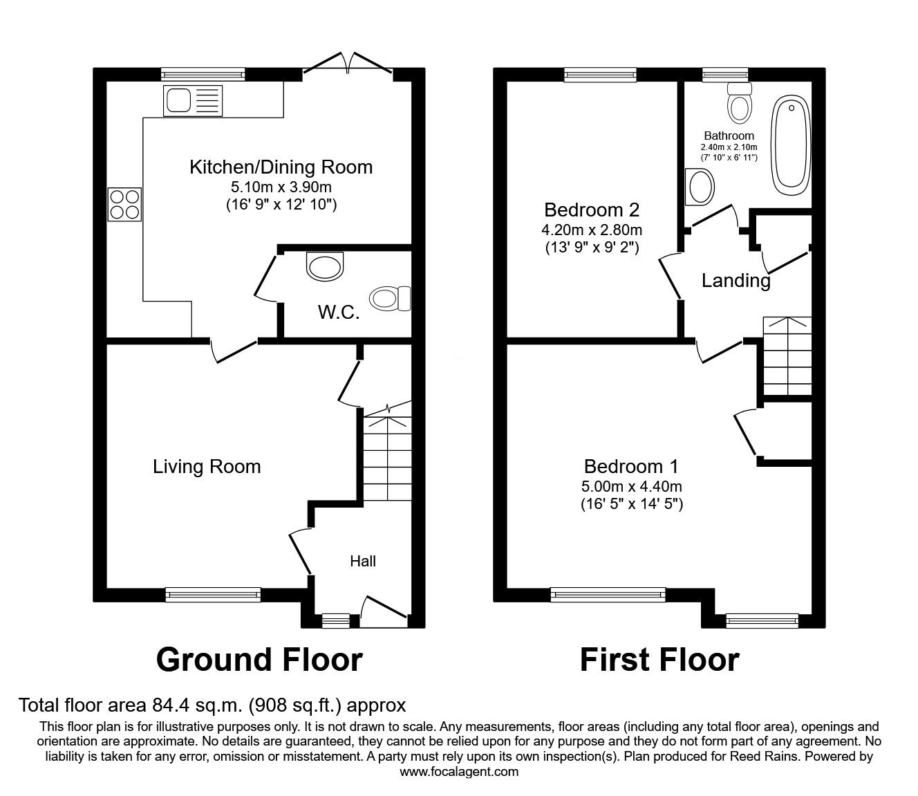 Floorplan of 2 bedroom Mid Terrace House for sale, Hollyhedge Road, Manchester, Greater Manchester, M22