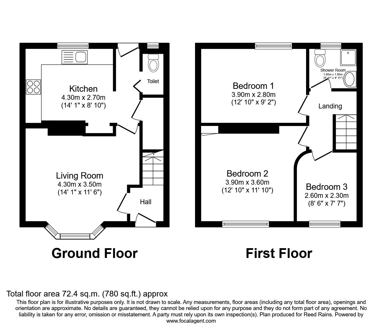 Floorplan of 3 bedroom Mid Terrace House for sale, Broadoak Road, Manchester, Greater Manchester, M22