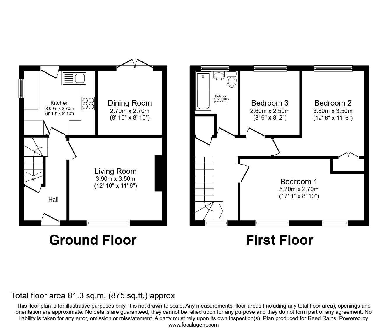 Floorplan of 3 bedroom End Terrace House for sale, Grange Avenue, Cheadle Hulme, Greater Manchester, SK8