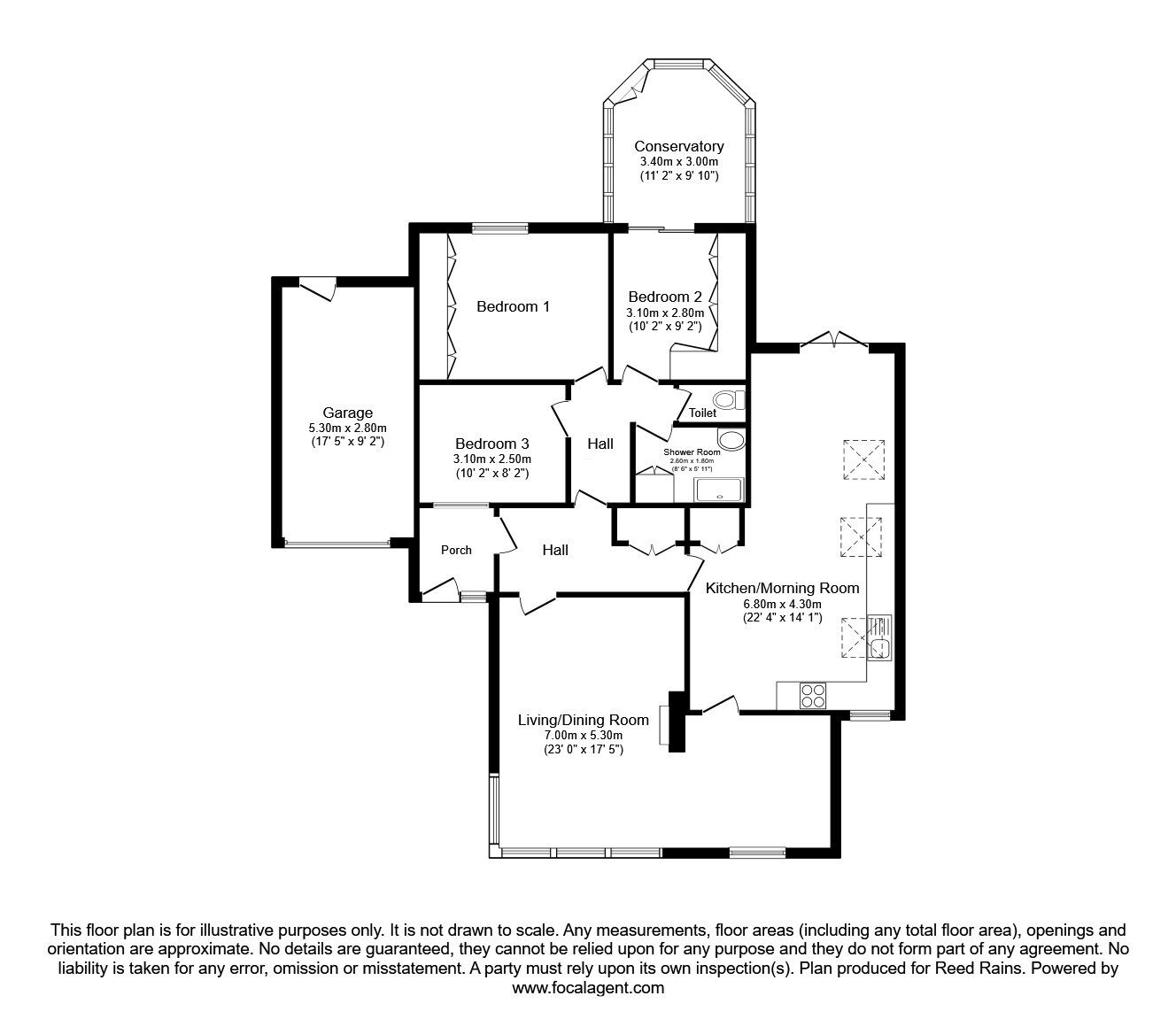 Floorplan of 3 bedroom Detached Bungalow for sale, Gleneagles Road, Heald Green, Greater Manchester, SK8