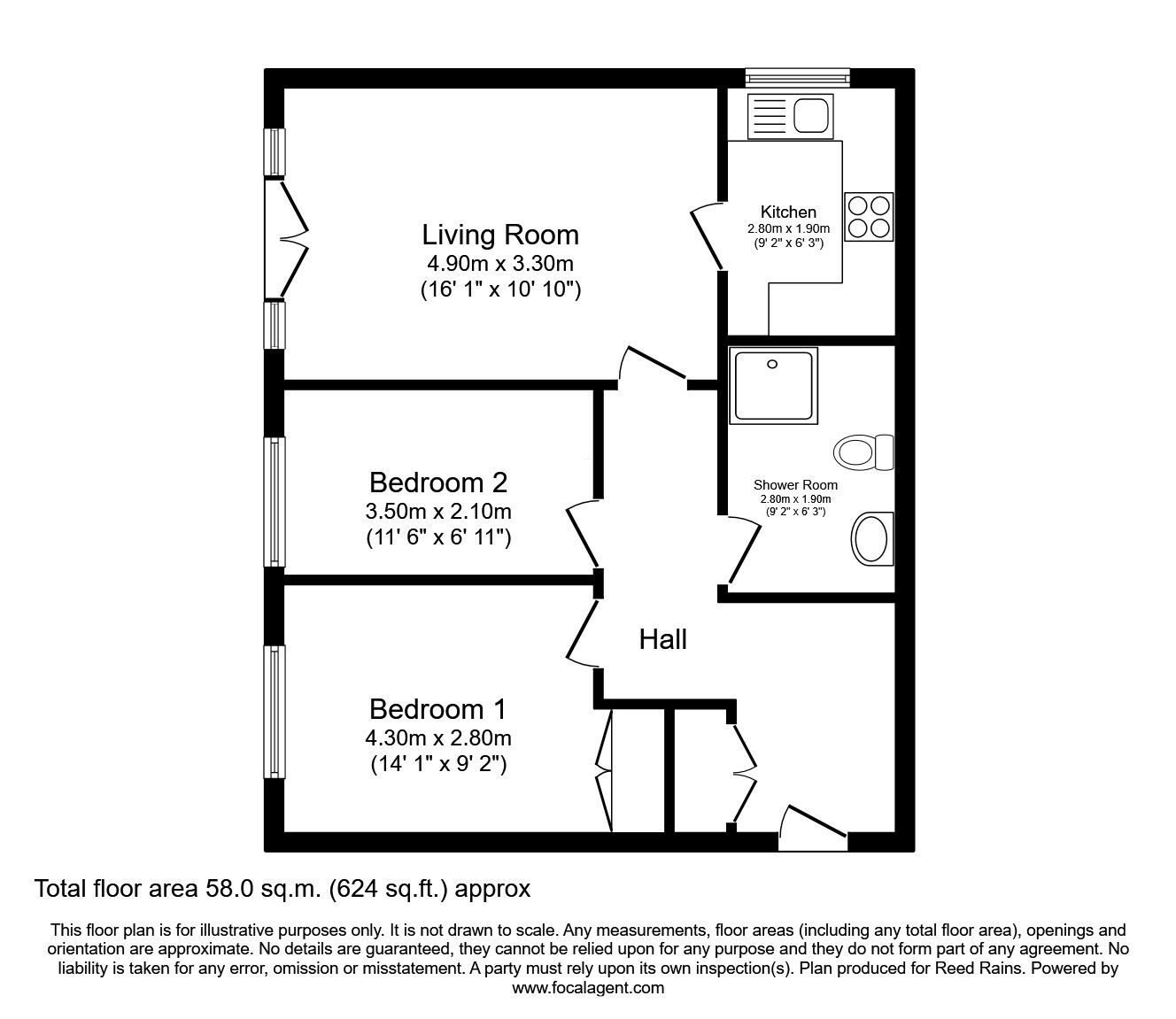 Floorplan of 2 bedroom  Flat for sale, Grosvenor Court, Brook Road, Greater Manchester, SK8