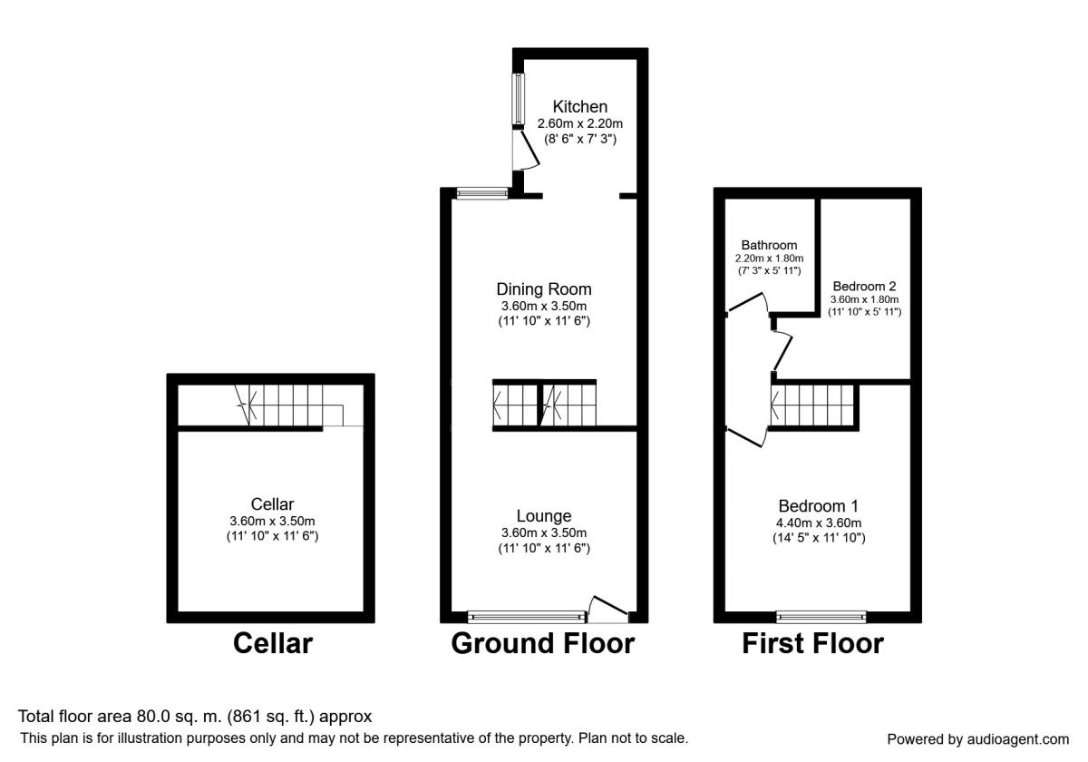 Floorplan of 2 bedroom End Terrace House for sale, Ladysmith Street, Stockport, Cheshire, SK3