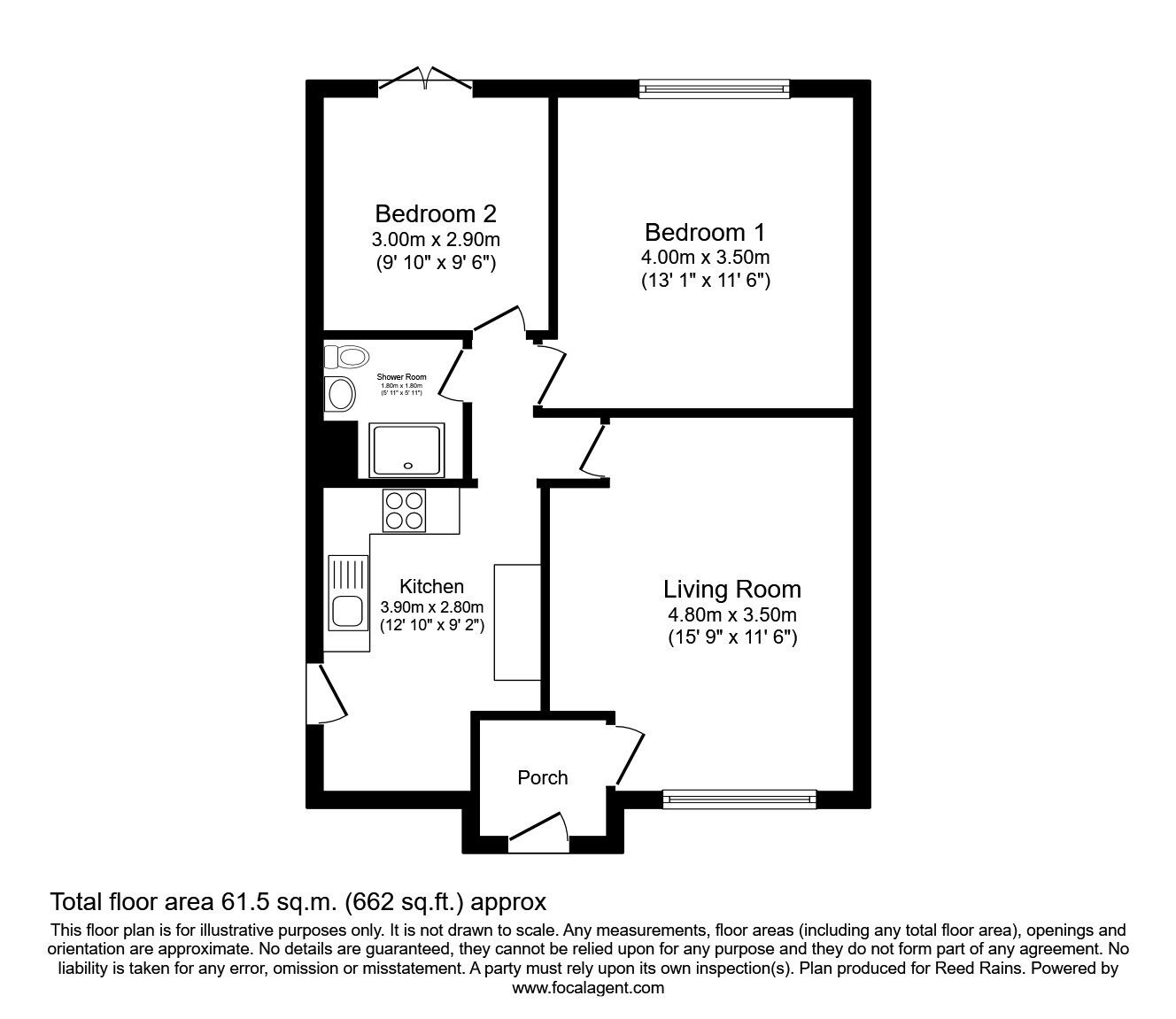 Floorplan of 2 bedroom Semi Detached Bungalow for sale, Dryden Avenue, Cheadle, Greater Manchester, SK8