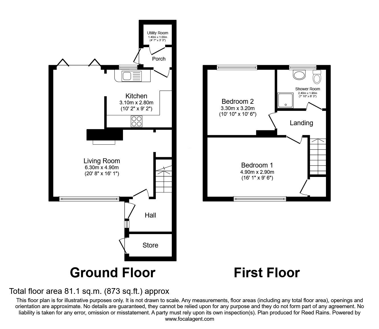 Floorplan of 2 bedroom Semi Detached House for sale, Bank Street, Cheadle, Greater Manchester, SK8