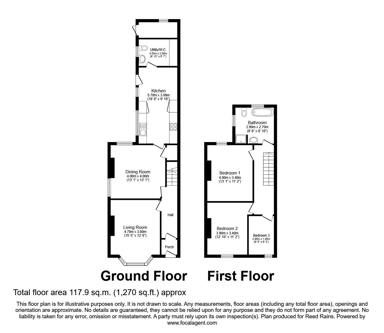 Floorplan of 3 bedroom Semi Detached House for sale, Northenden Road, Gatley, Cheshire, SK8