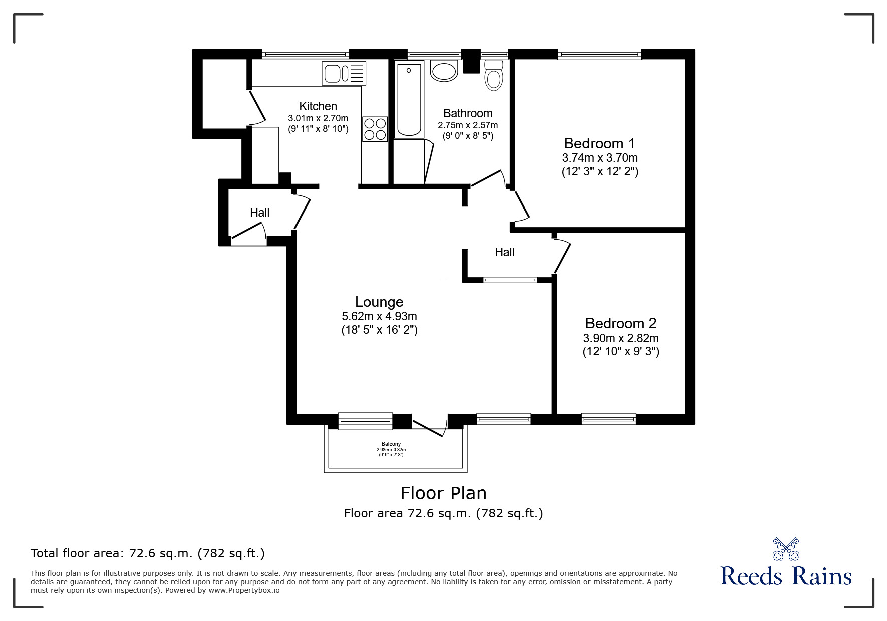 Floorplan of 2 bedroom Flat for sale, Damery Court, Bramhall, Cheshire, SK7