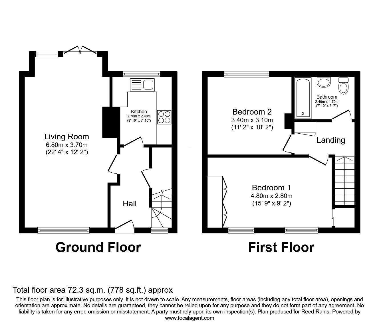 Floorplan of 2 bedroom Mid Terrace House for sale, Ravenscar Crescent, Manchester, Greater Manchester, M22