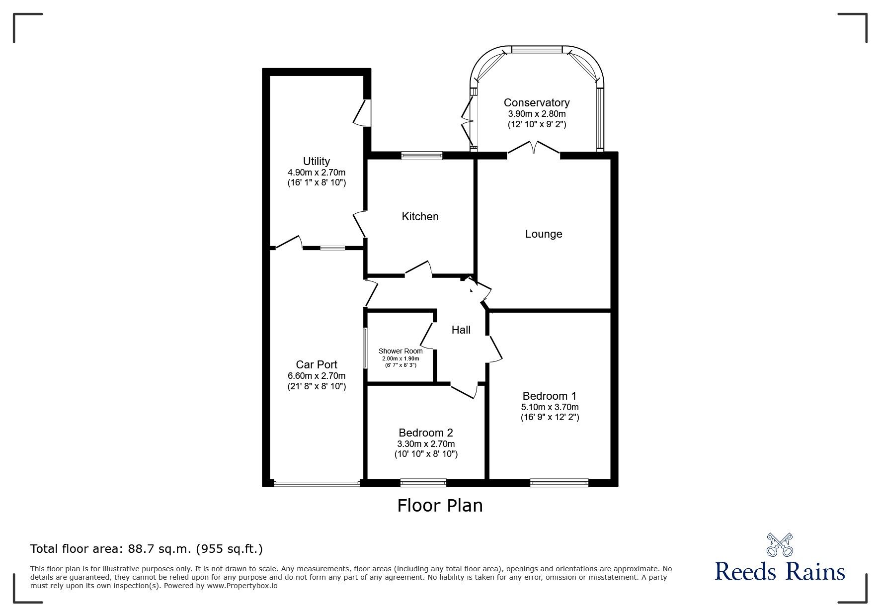 Floorplan of 2 bedroom Semi Detached Bungalow for sale, Kinver Drive, Newcastle upon Tyne, Tyne and Wear, NE5