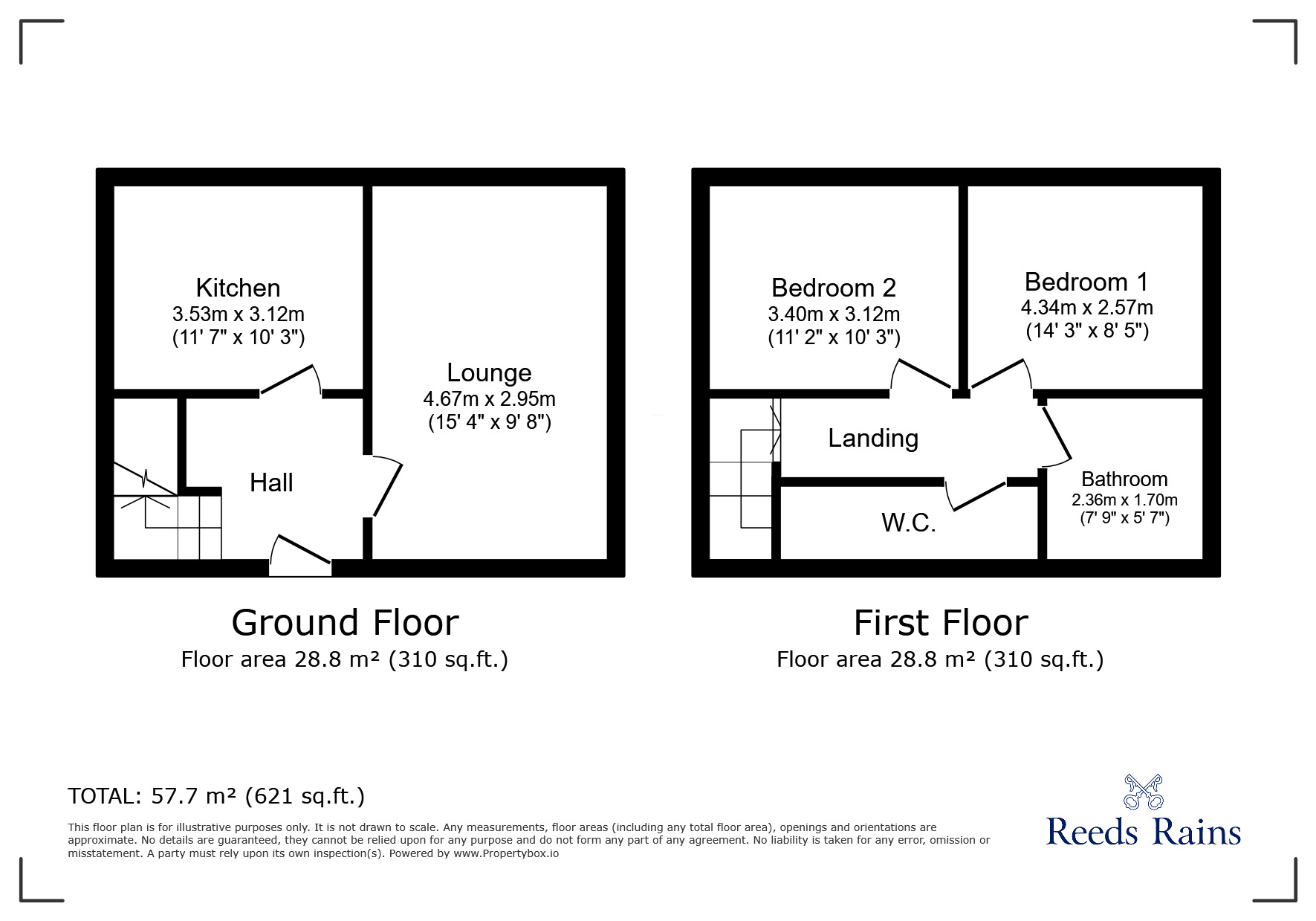 Floorplan of 2 bedroom Semi Detached House for sale, Embleton Gardens, Newcastle upon Tyne, Tyne and Wear, NE5