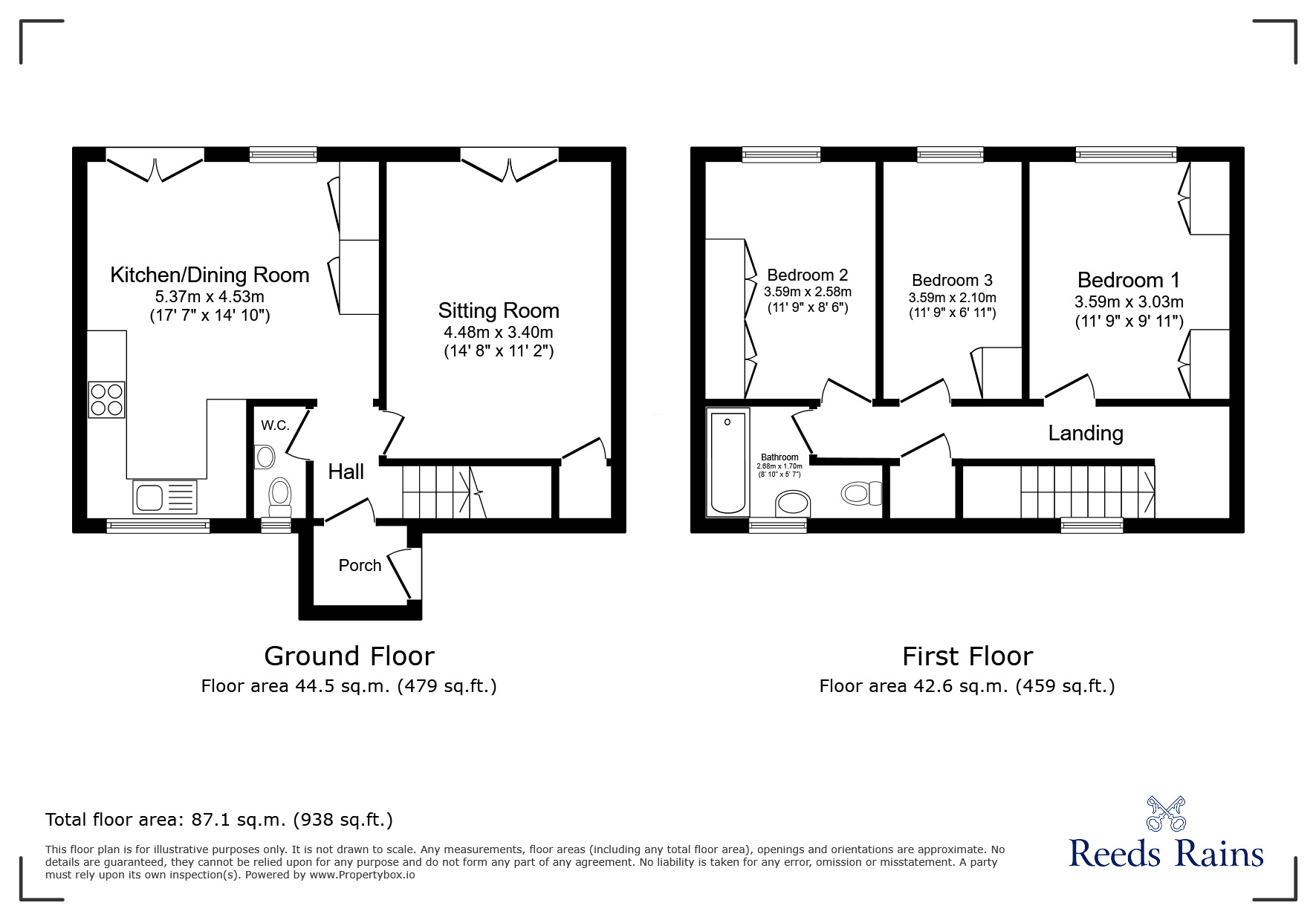 Floorplan of 3 bedroom Mid Terrace House for sale, Fourstones, Newcastle upon Tyne, Tyne and Wear, NE5
