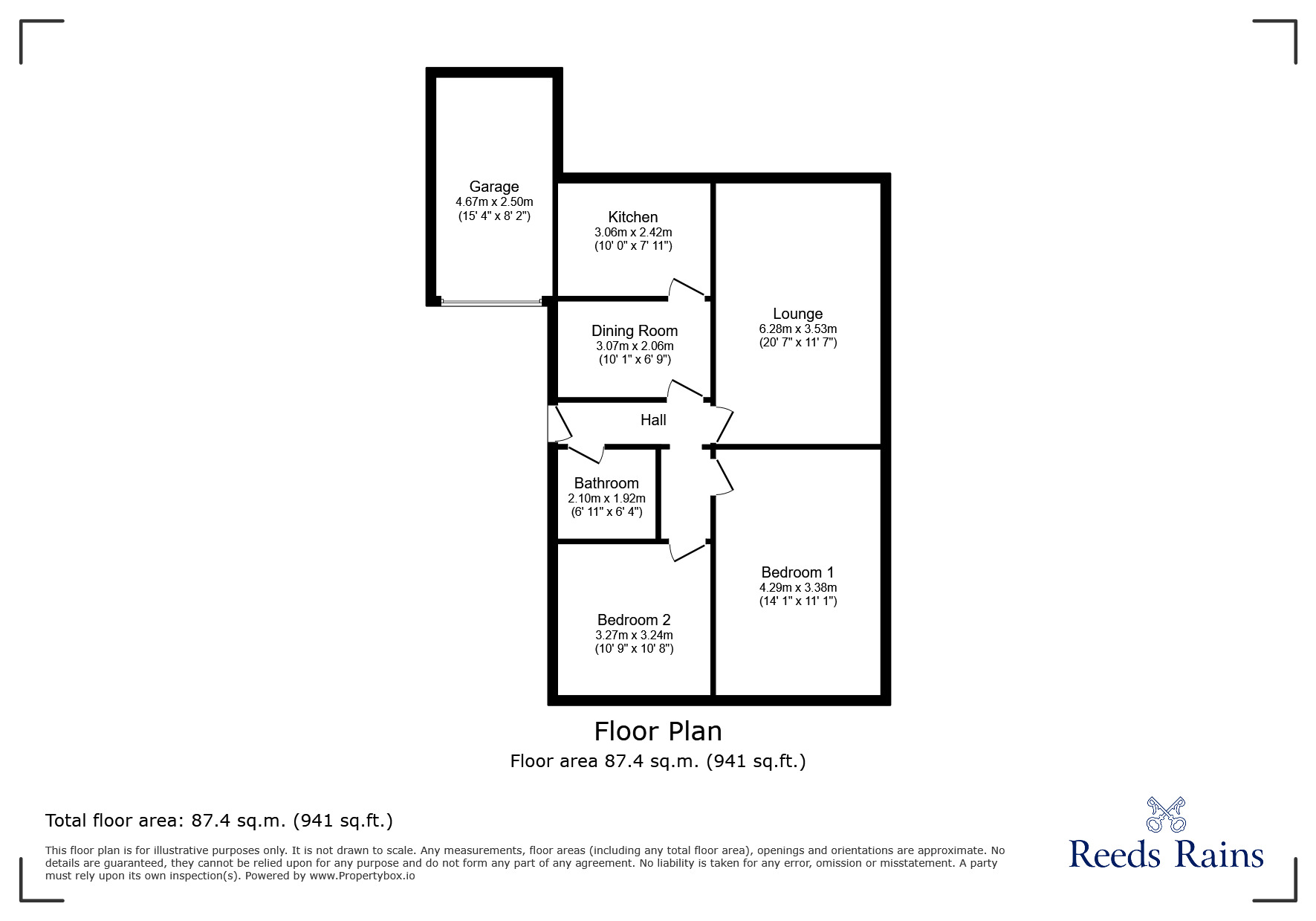 Floorplan of 2 bedroom Semi Detached Bungalow for sale, Chudleigh Gardens, Newcastle upon Tyne, Tyne and Wear, NE5