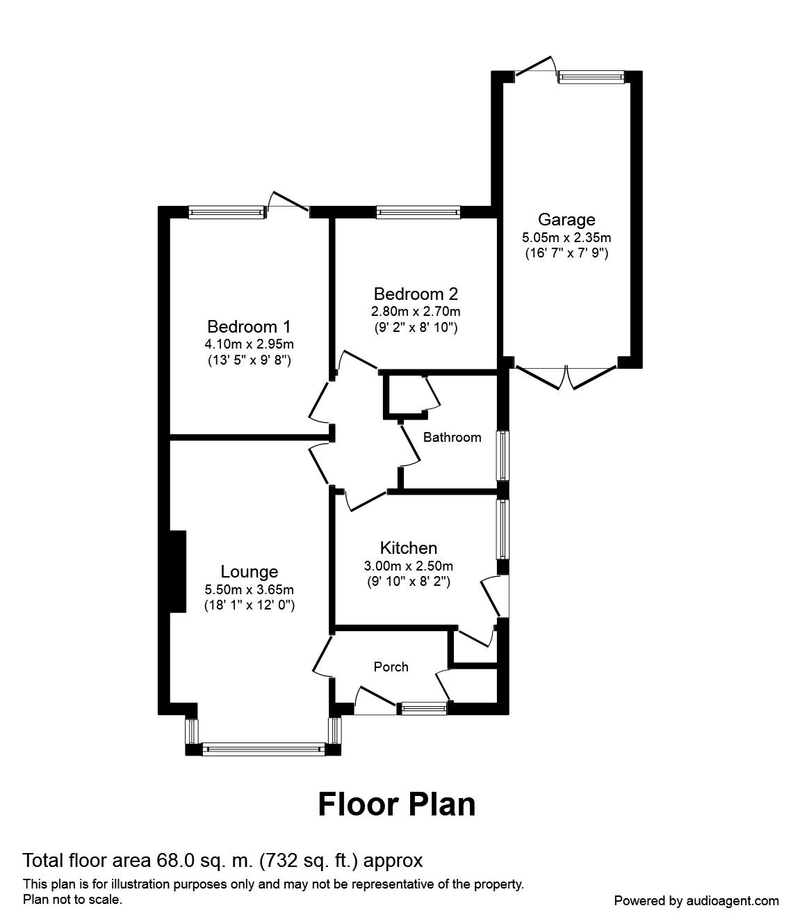 Floorplan of 2 bedroom Semi Detached Bungalow to rent, Eddrington Grove, Newcastle upon Tyne, Tyne and Wear, NE5