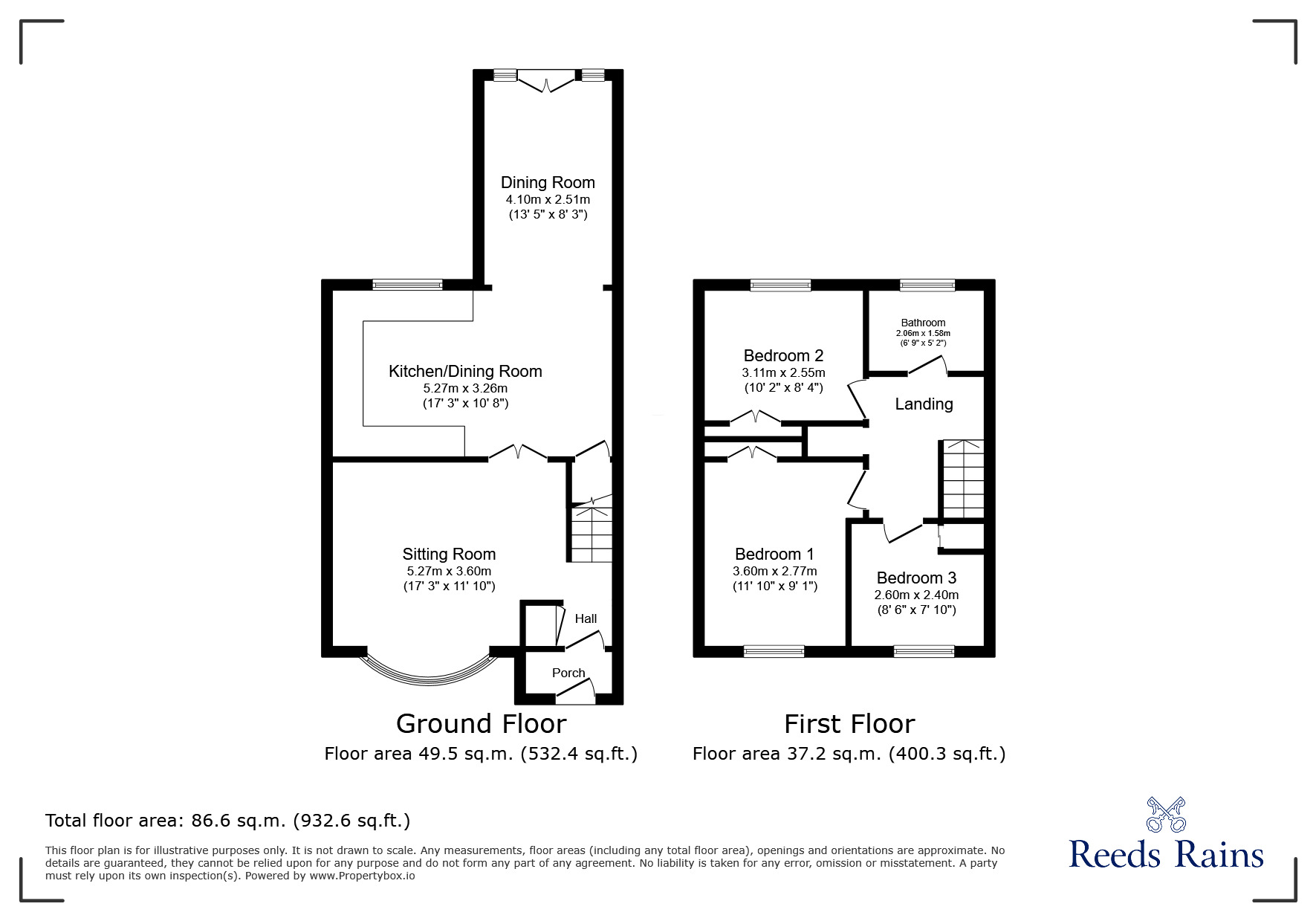 Floorplan of 3 bedroom End Terrace House for sale, Kings Walk, Newcastle upon Tyne, Tyne and Wear, NE5