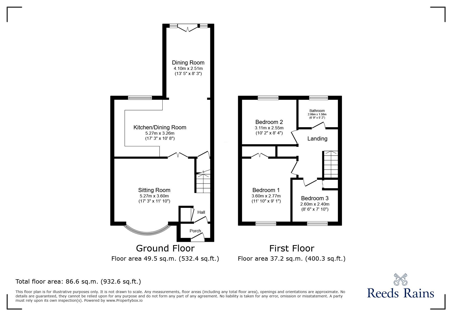Floorplan of 3 bedroom End Terrace House for sale, Kings Walk, Newcastle upon Tyne, Tyne and Wear, NE5