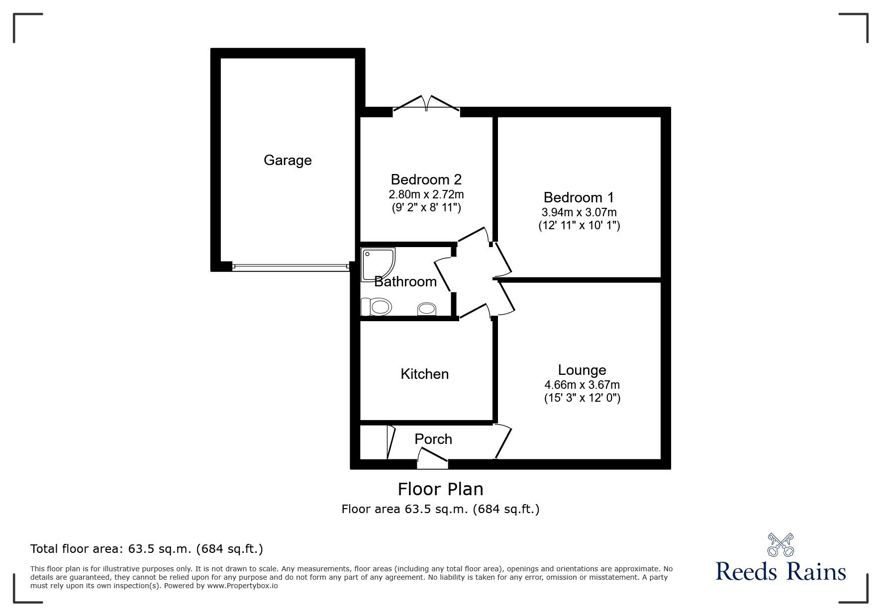 Floorplan of 2 bedroom Semi Detached Bungalow for sale, Eshmere Crescent, Newcastle upon Tyne, Tyne and Wear, NE5