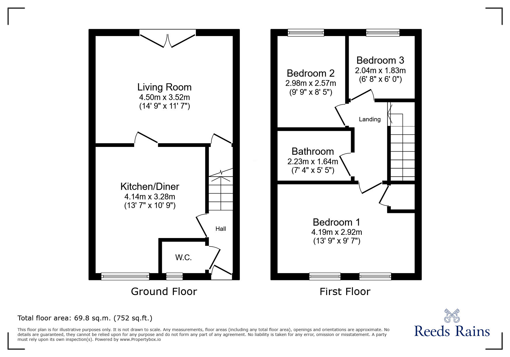 Floorplan of 3 bedroom End Terrace House for sale, Beaumont Court, Blaydon-on-Tyne, Tyne and Wear, NE21