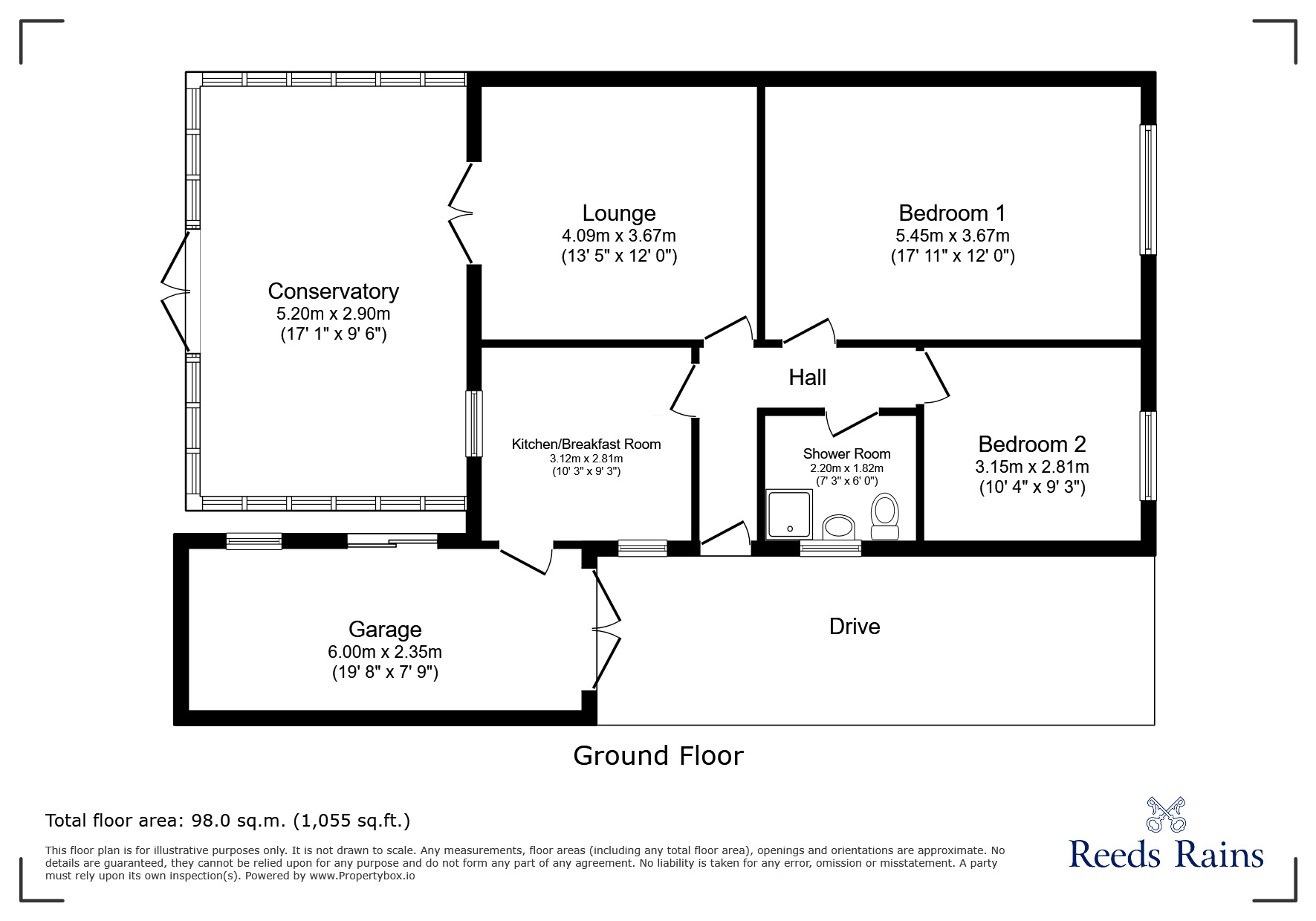Floorplan of 2 bedroom Semi Detached Bungalow for sale, Chesham Gardens, Newcastle upon Tyne, Tyne and Wear, NE5