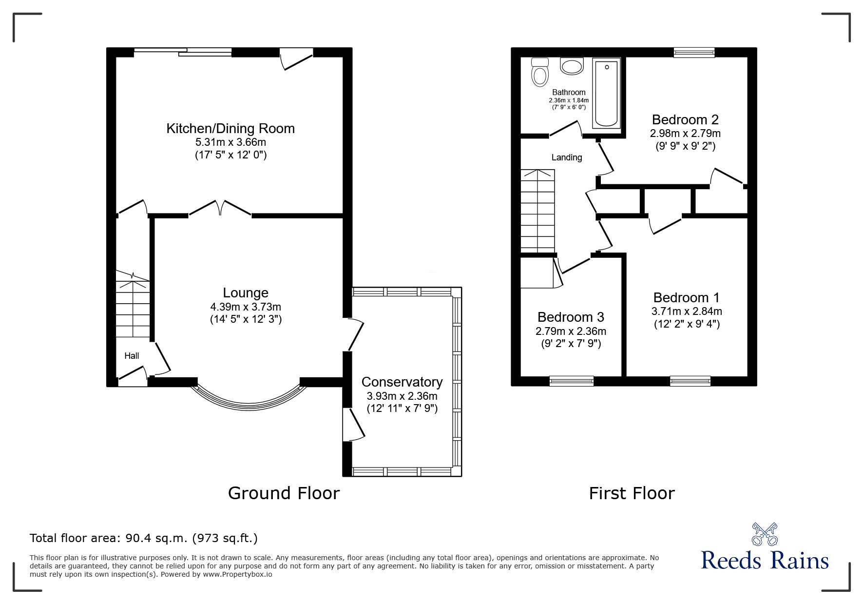 Floorplan of 3 bedroom End Terrace House for sale, Grosvenor Court, Newcastle upon Tyne, Tyne and Wear, NE5